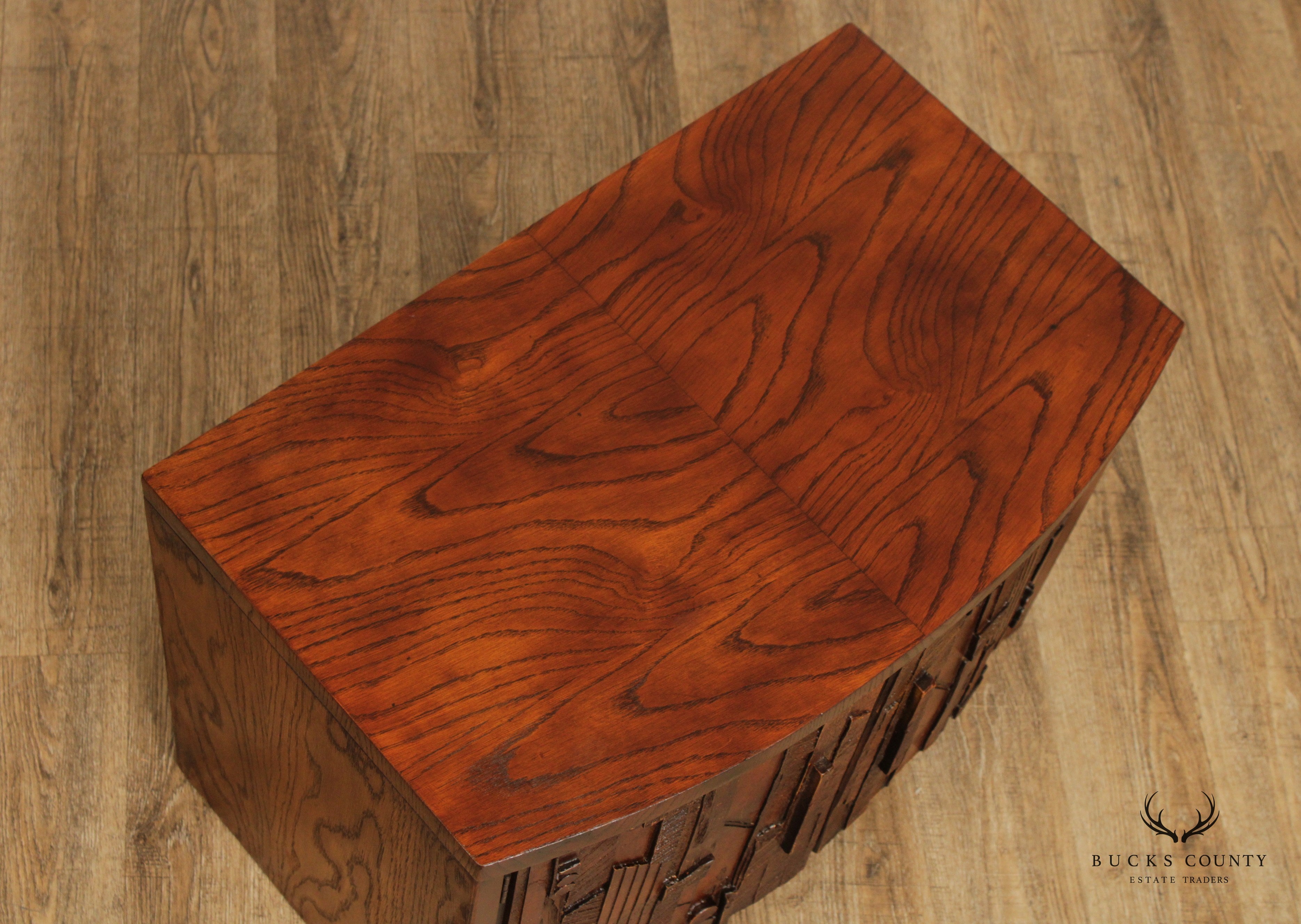 Lane Mid Century Brutalist Pair Pueblo Cabinet  Nightstands