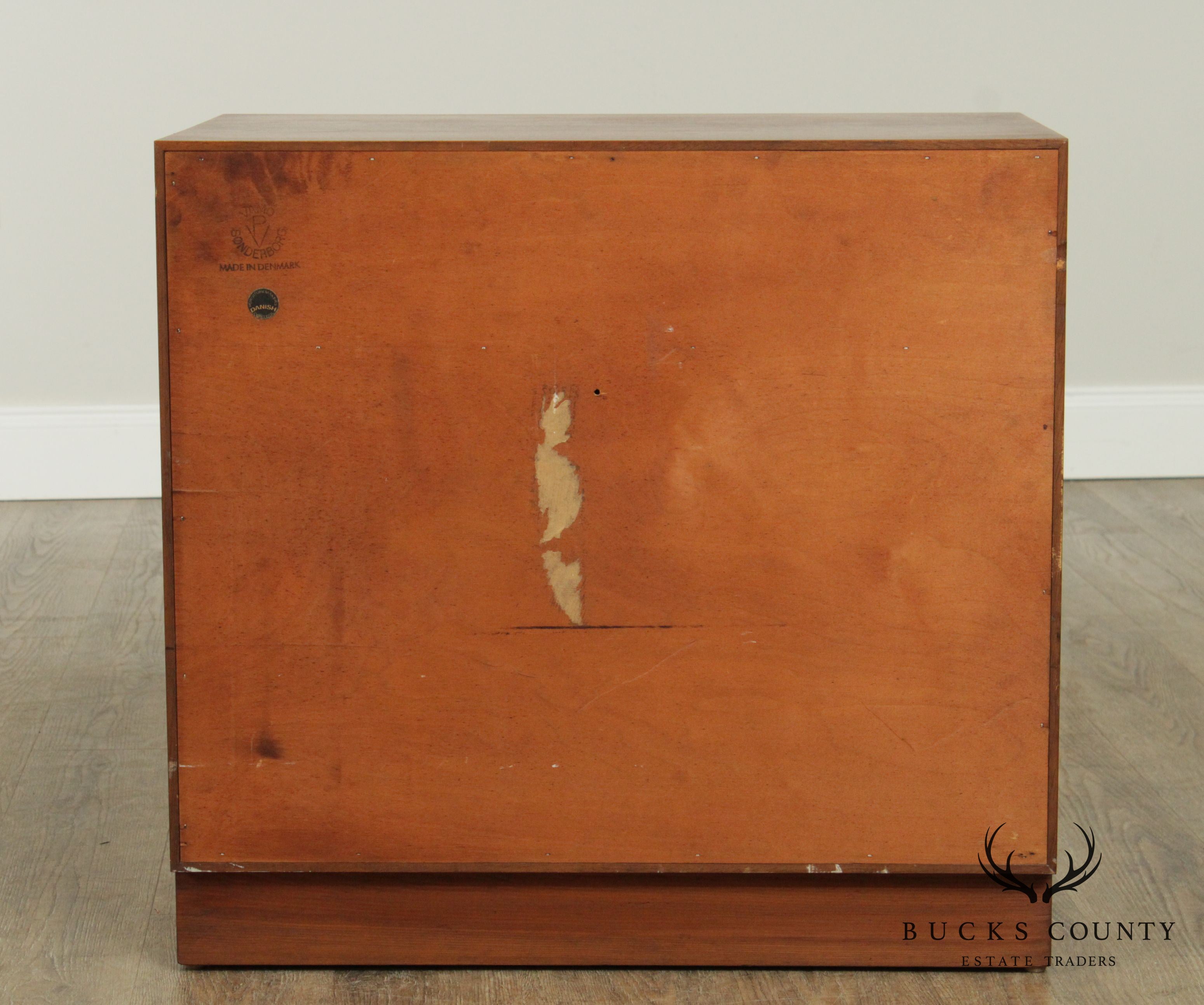Arne Vodder for Vamo Danish Modern Pair Teak, Cane Door Nightstands