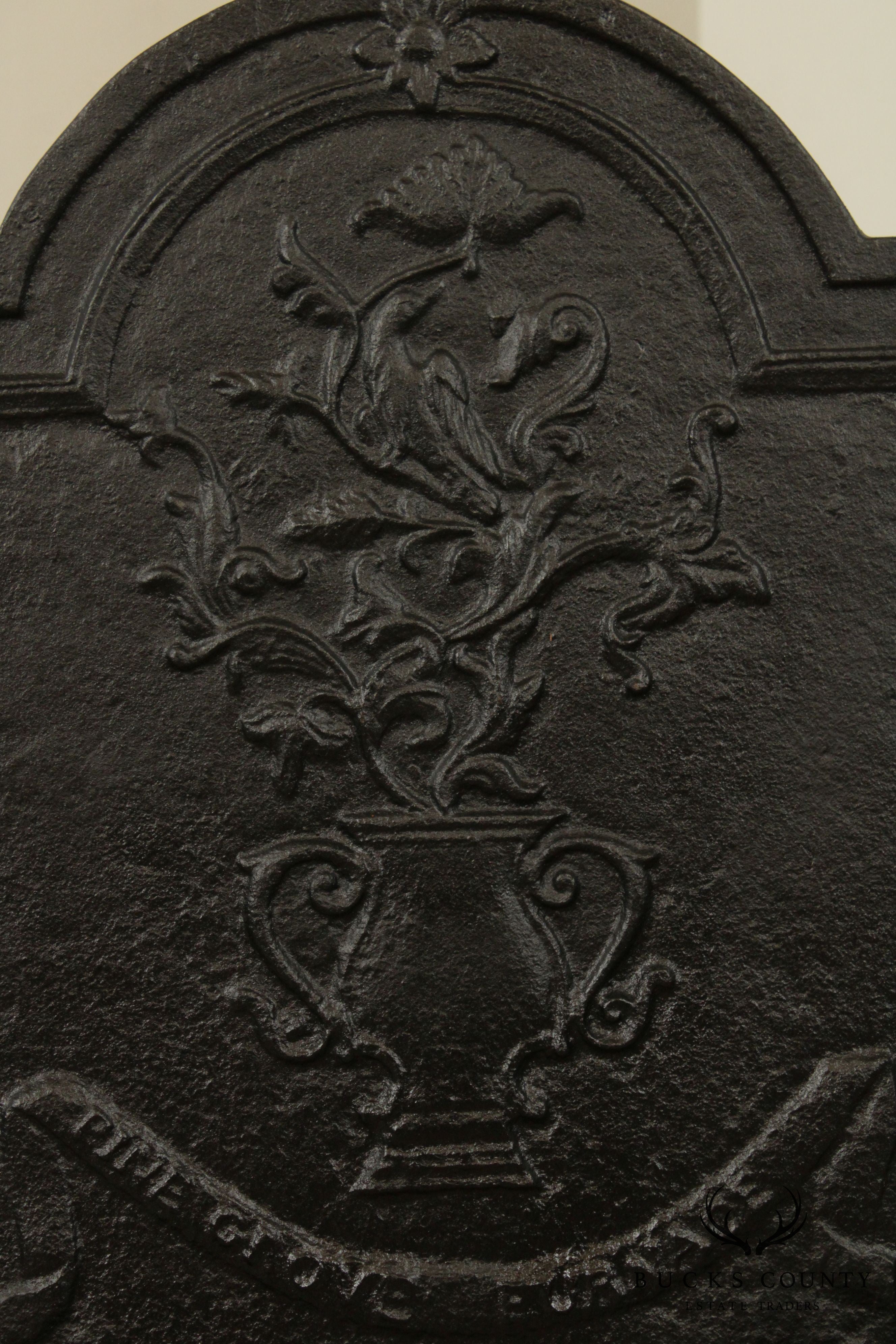 Antique Victorian Era Cast Iron Fireplace Plate