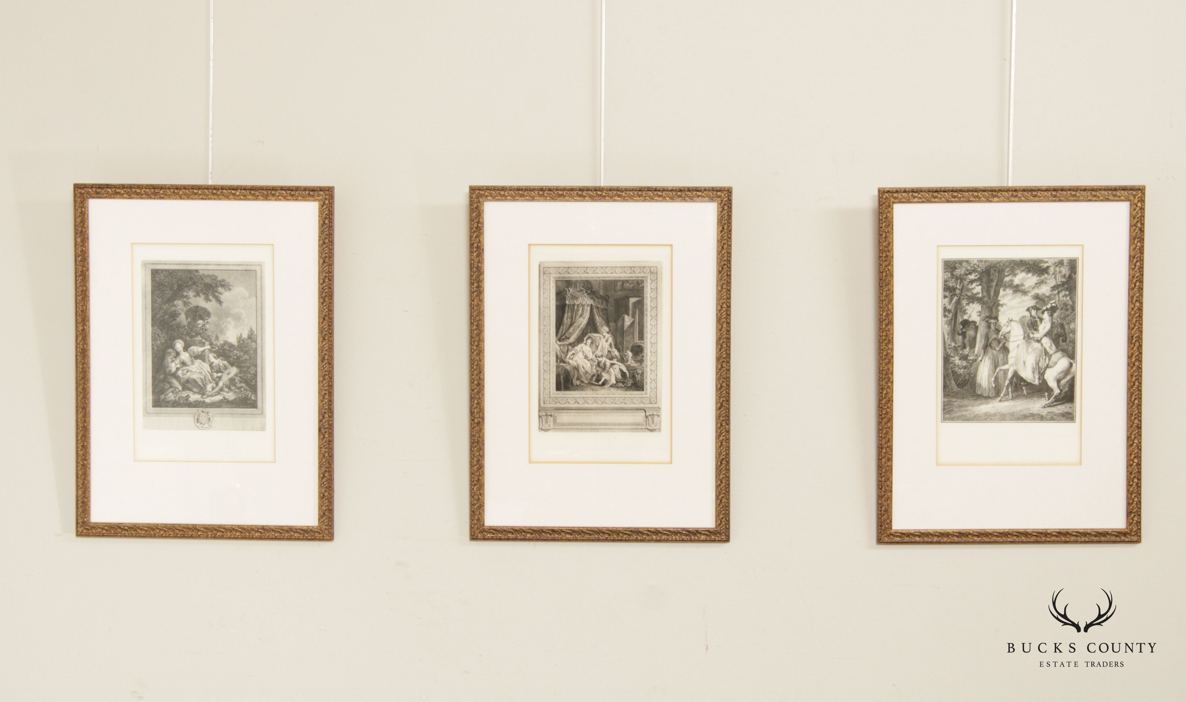 Antique Set 18th French Engravings After Baudouin, Moreau the Younger and Fragonard, Custom Framed