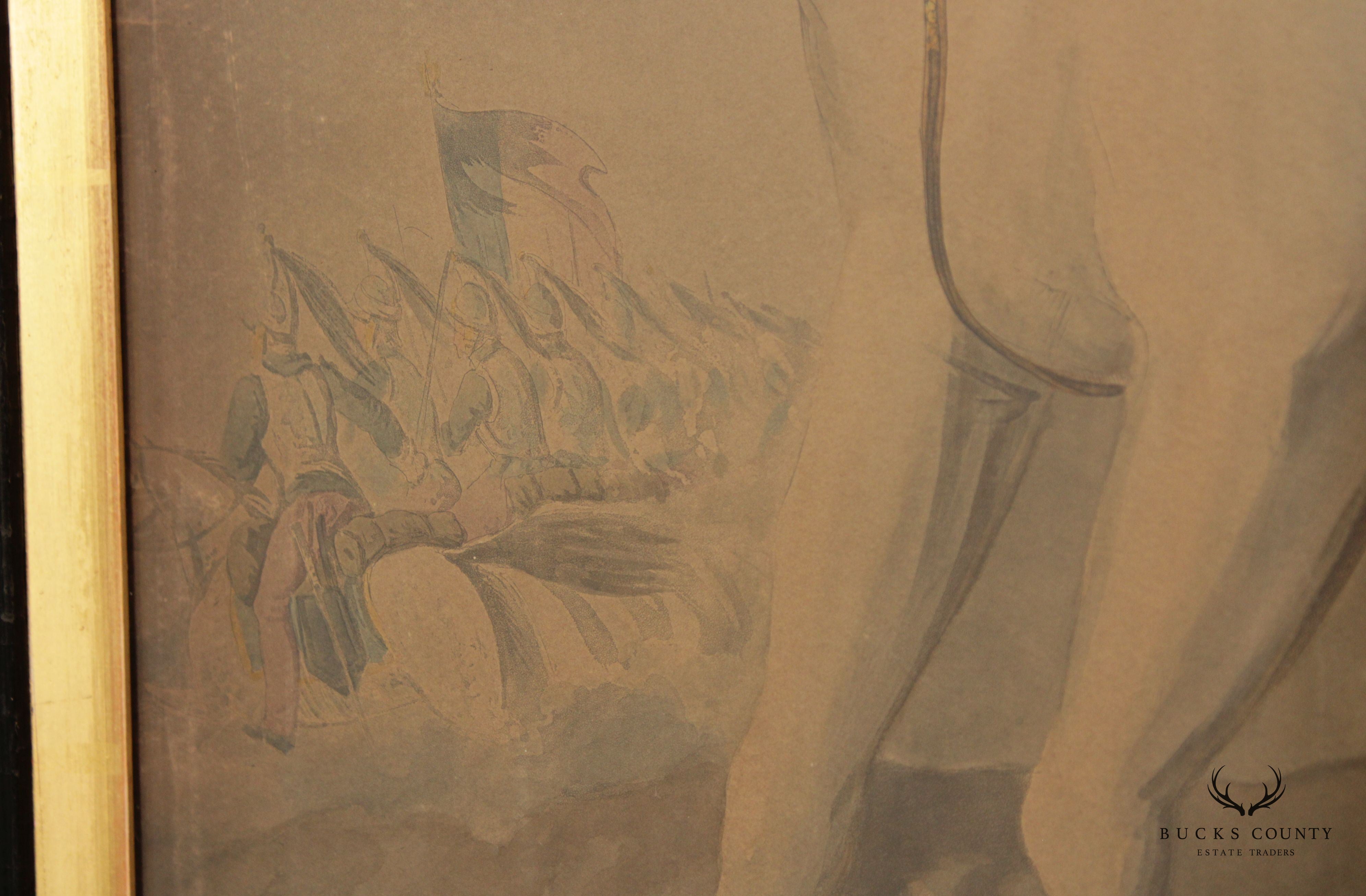 Equestrian Portrait of Napoleon Bonaparte Vintage Lithograph Print, After Charles François Gabriel Levachez