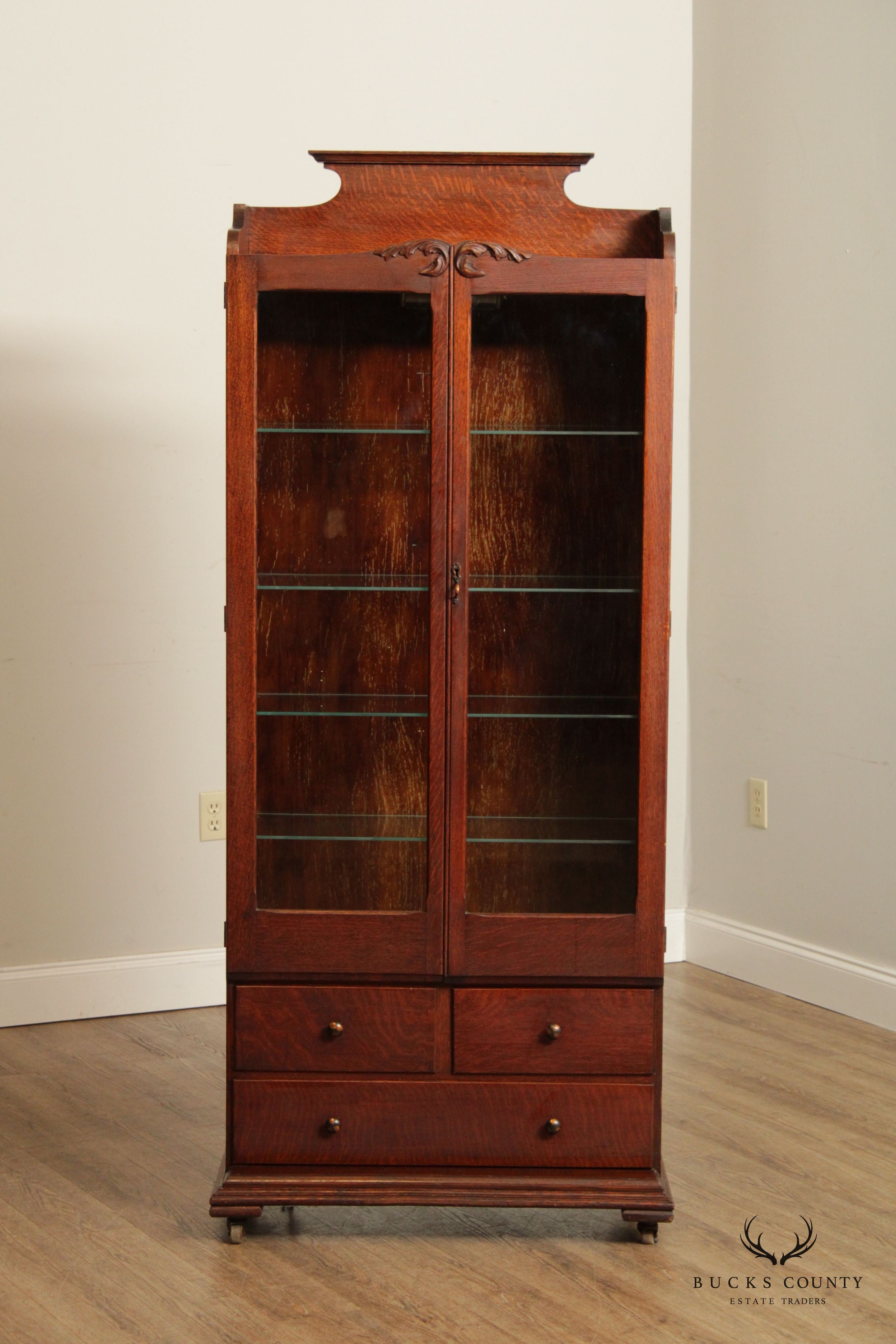 Antique W. D. Allison Co. Antique Oak Dental Cabinet