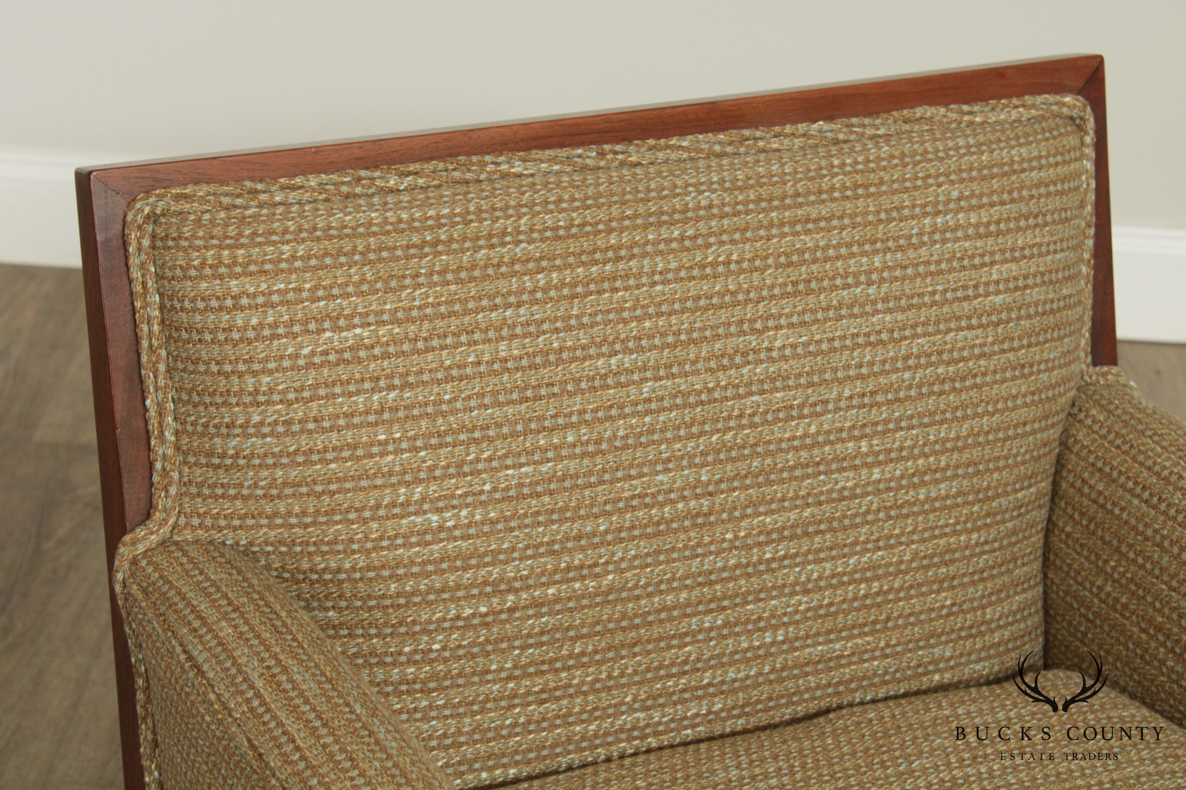 Mid Century New Hope School Walnut Upholstered Lounge Chair
