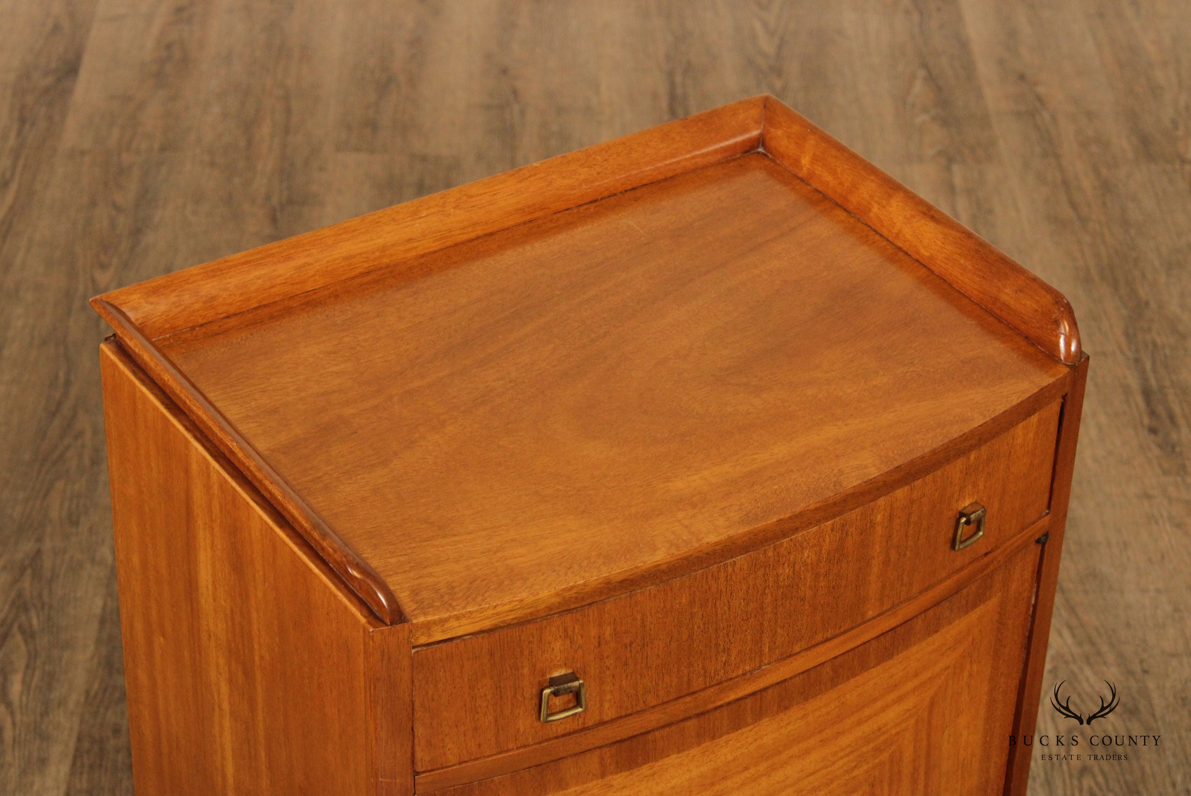 Mid Century Modern Parquetry Satinwood Nightstand Cabinet