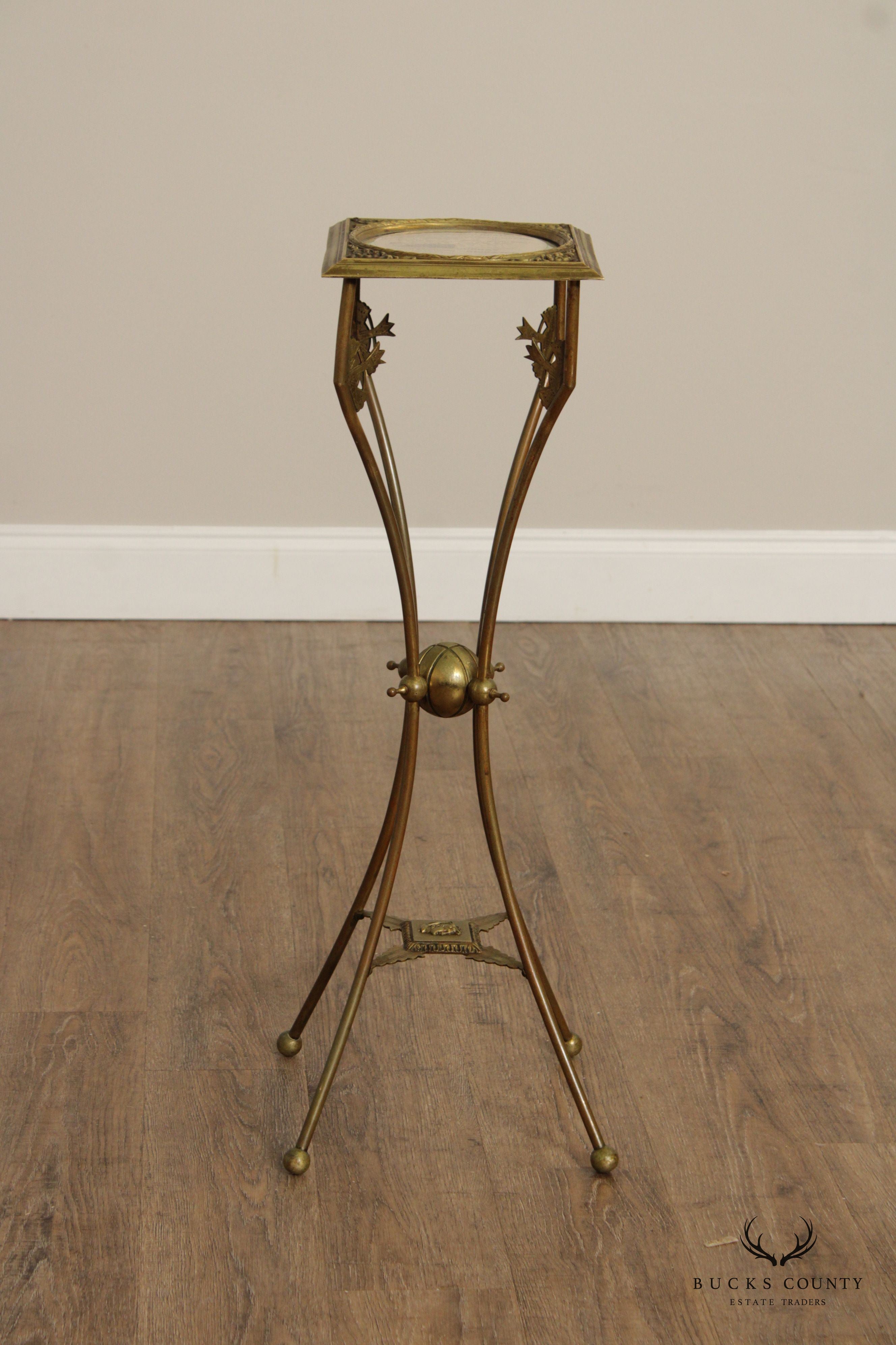 Antique Victorian Brass Pedestal Plant Stand