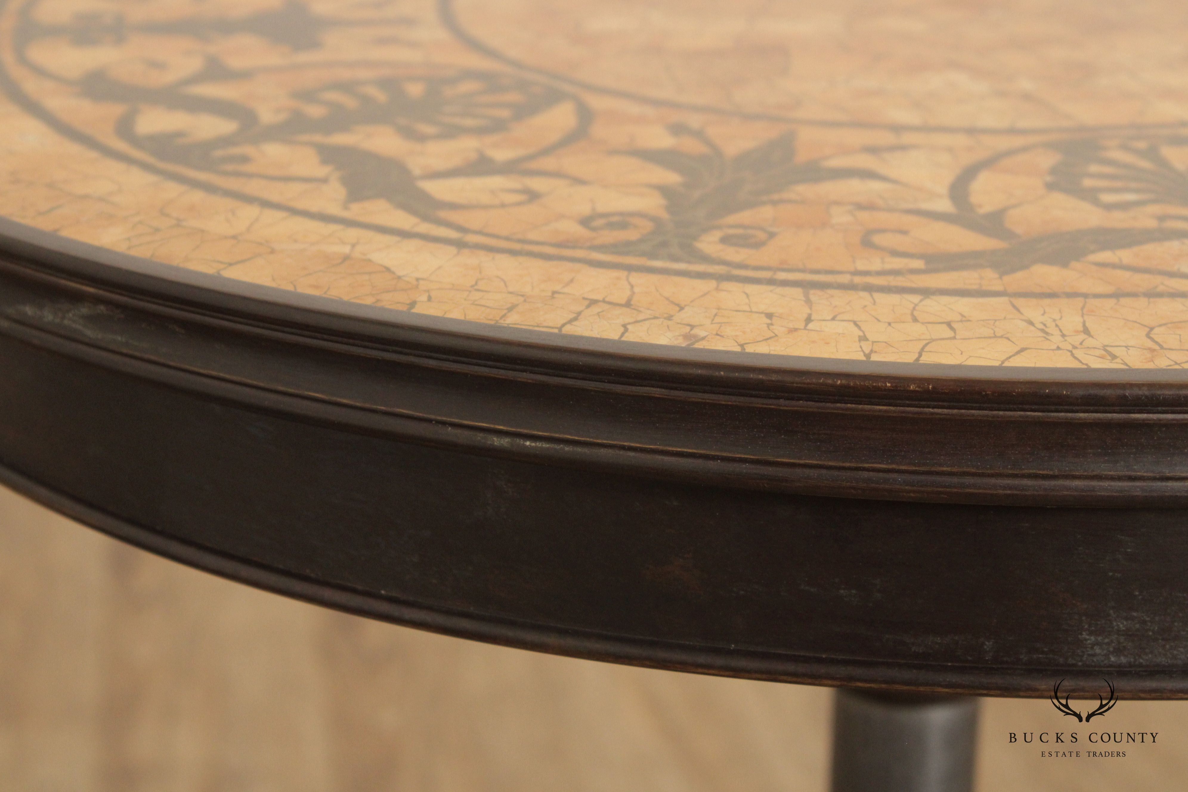Classical Style Round Mosaic Top Bronze Side Table