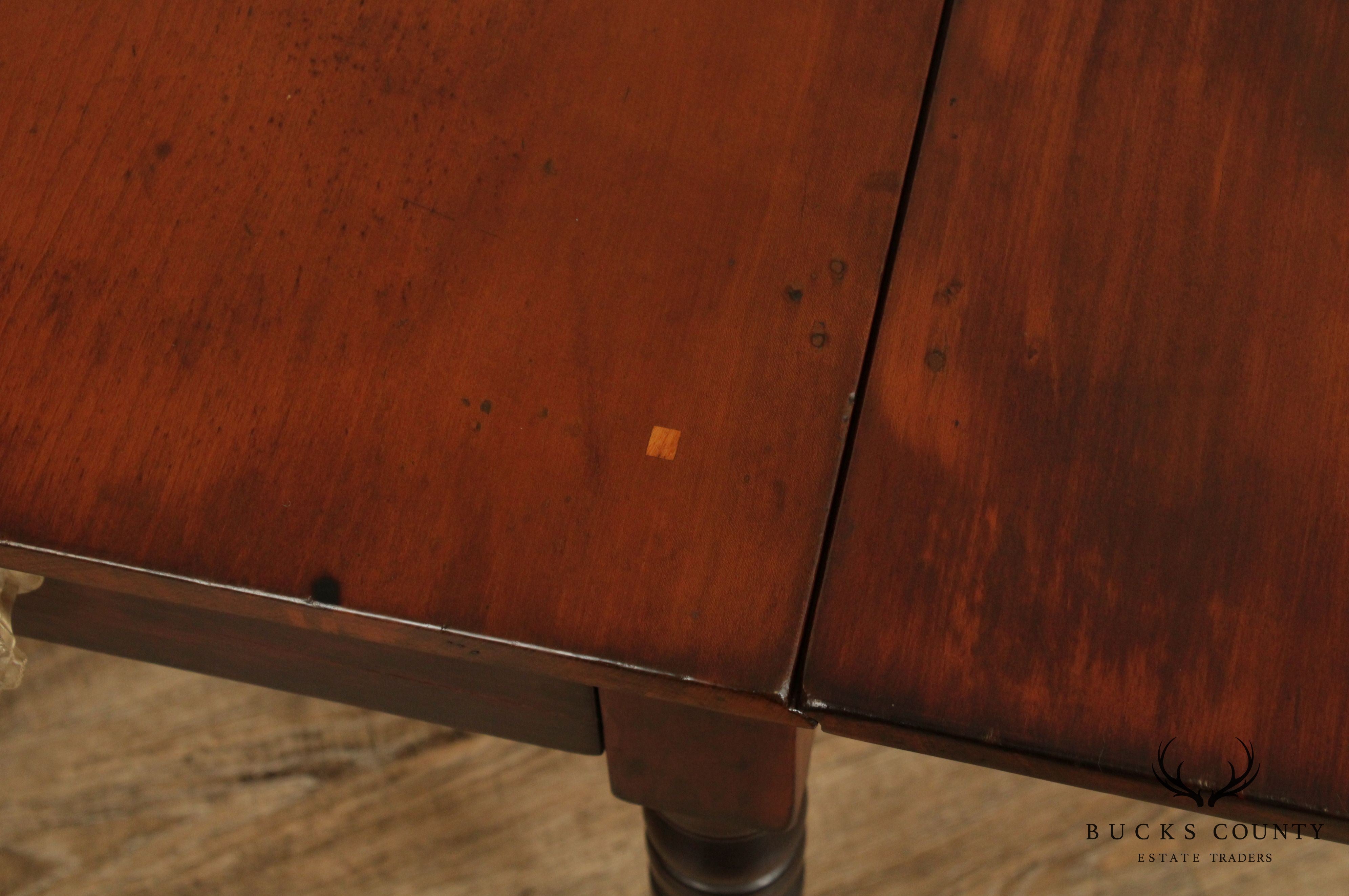 Antique Country Sheraton Cherry One Drawer, Drop Leaf Table