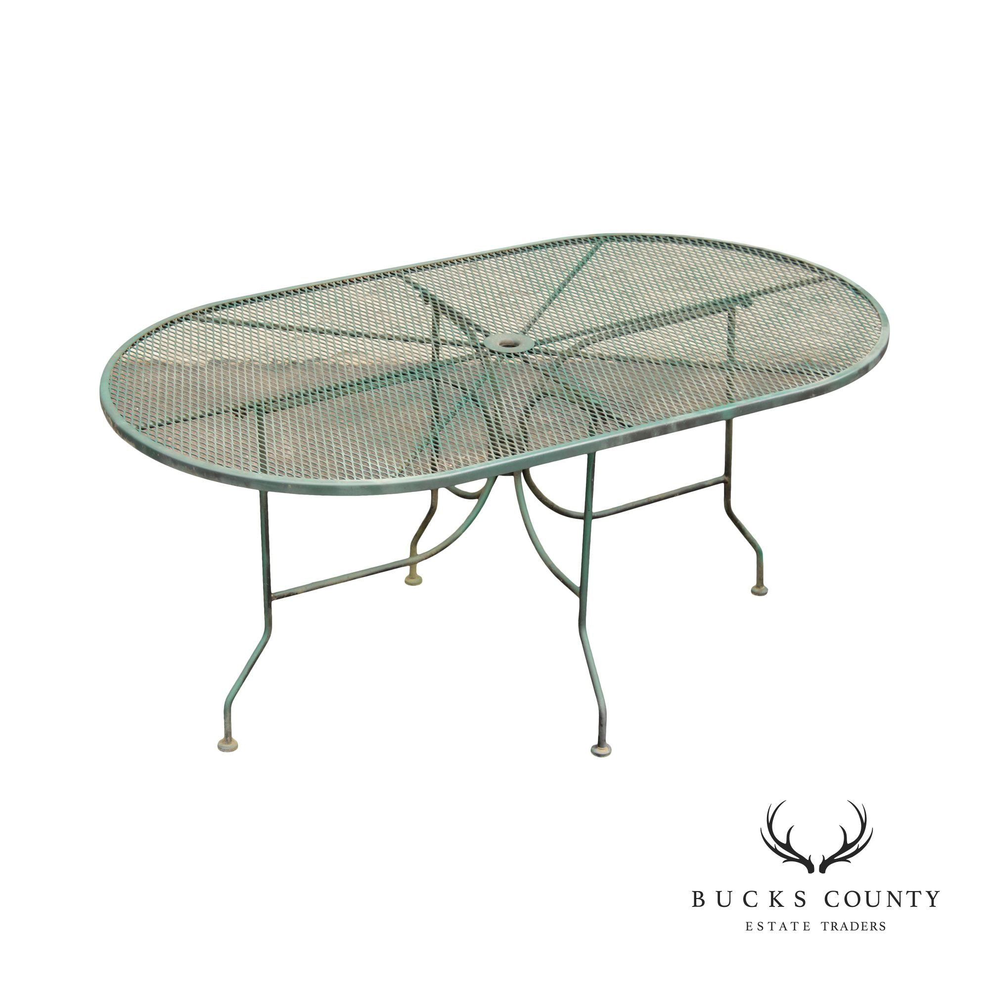 Mid Century Vintage Oval Wrought Iron Patio Garden Dining Table