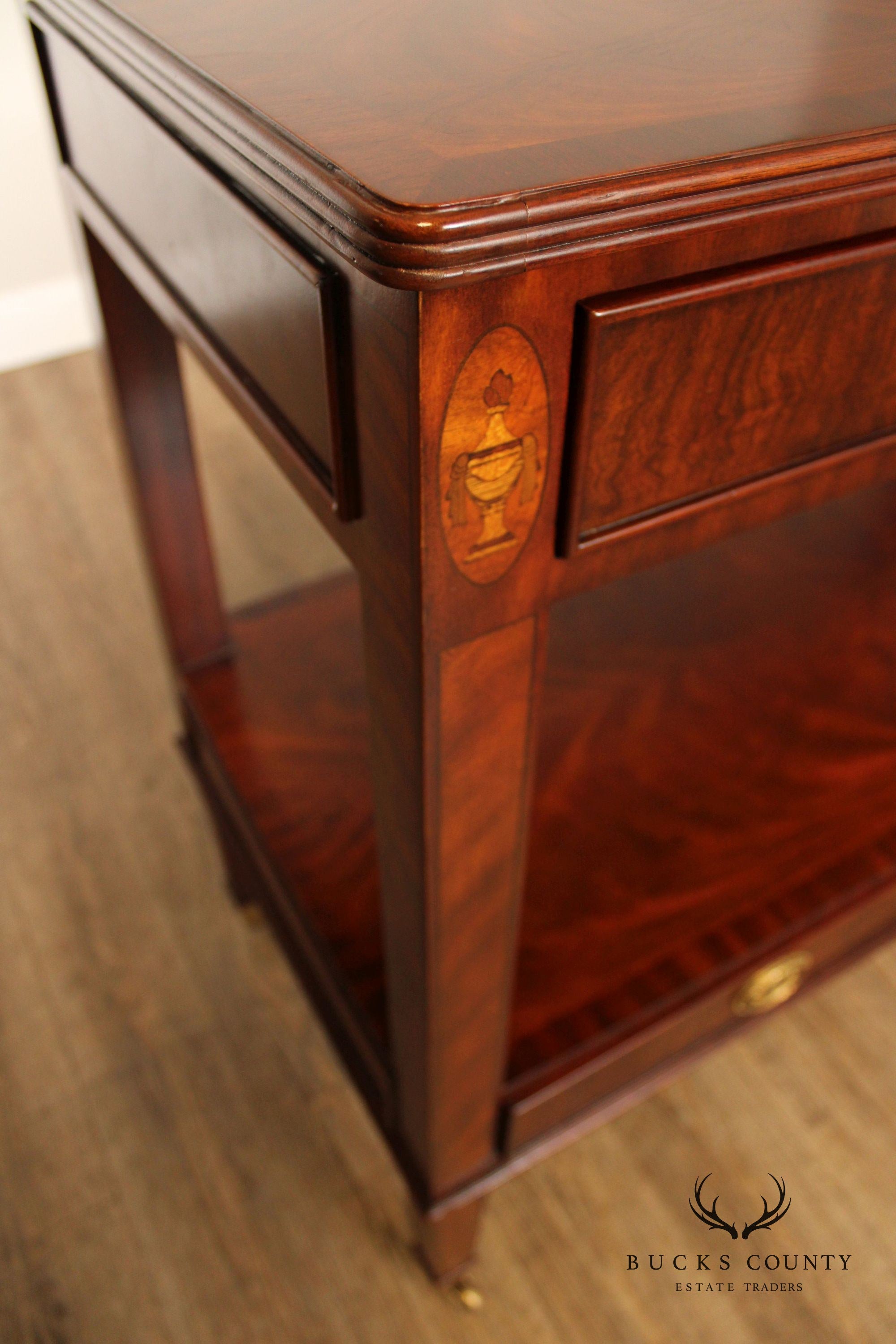 Maitland Smith Regency Style Inlaid Mahogany Two-Tier Server