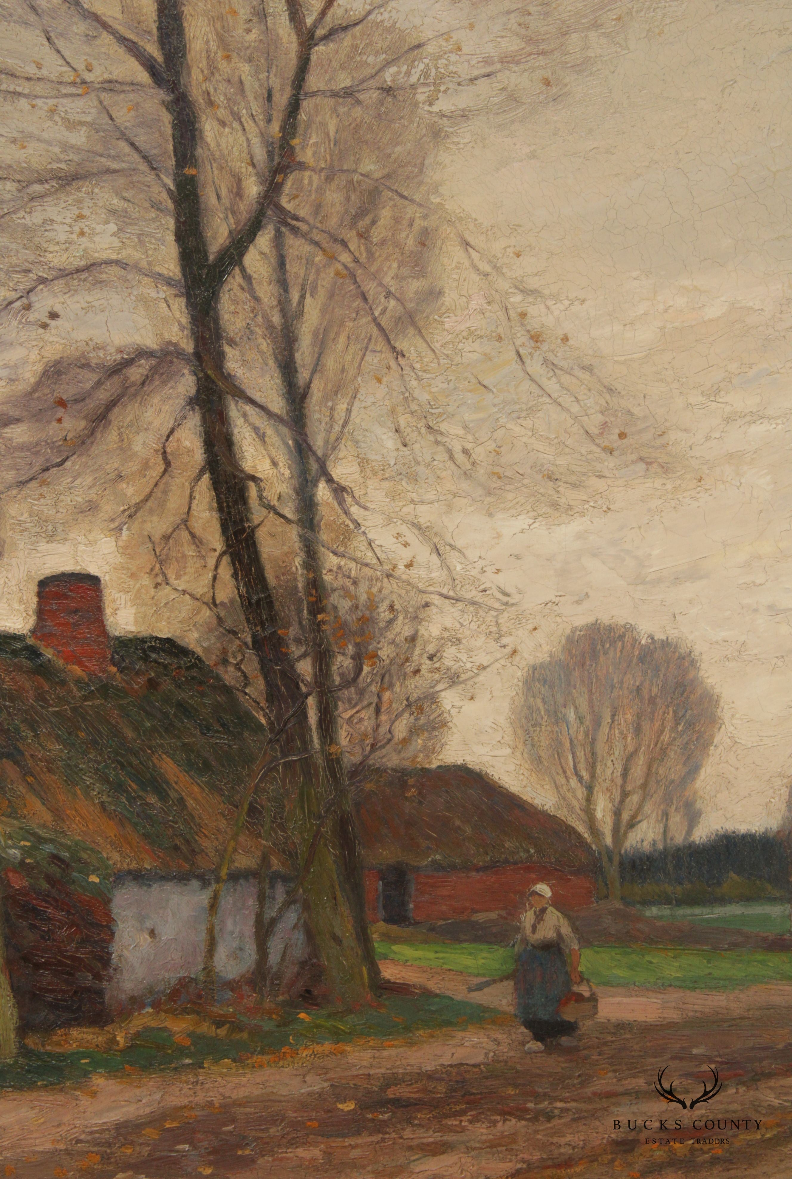 Antique German Village Original Oil Painting, by Eugen Kampf