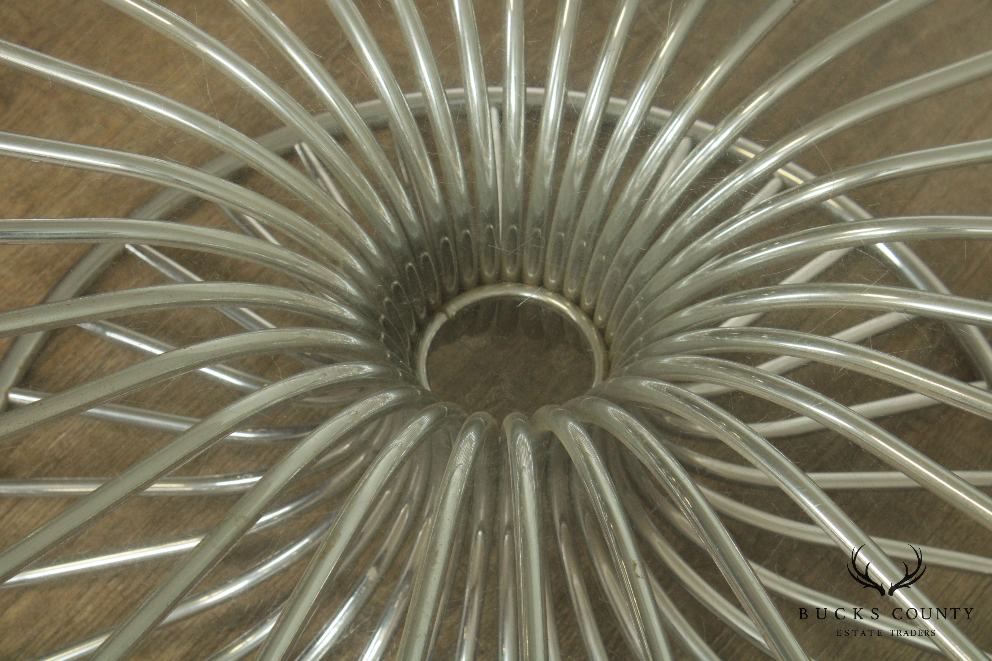 Gastone Rinaldi Italian Postmodern Chrome Base Round Glass Top Coffee Table