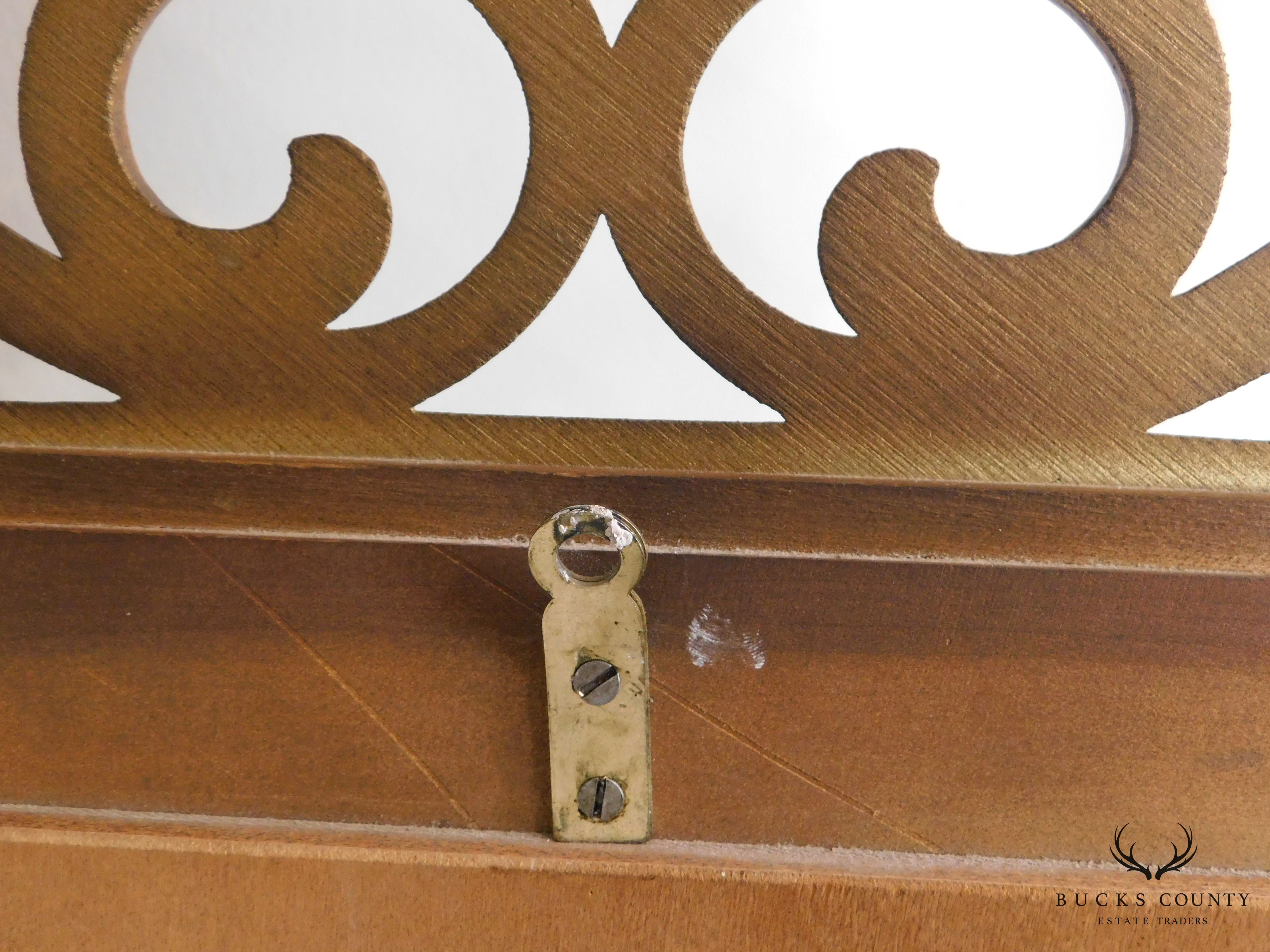 Regency Style Partial Gilt Reticulated Panel Trumeau Mirror by Union National