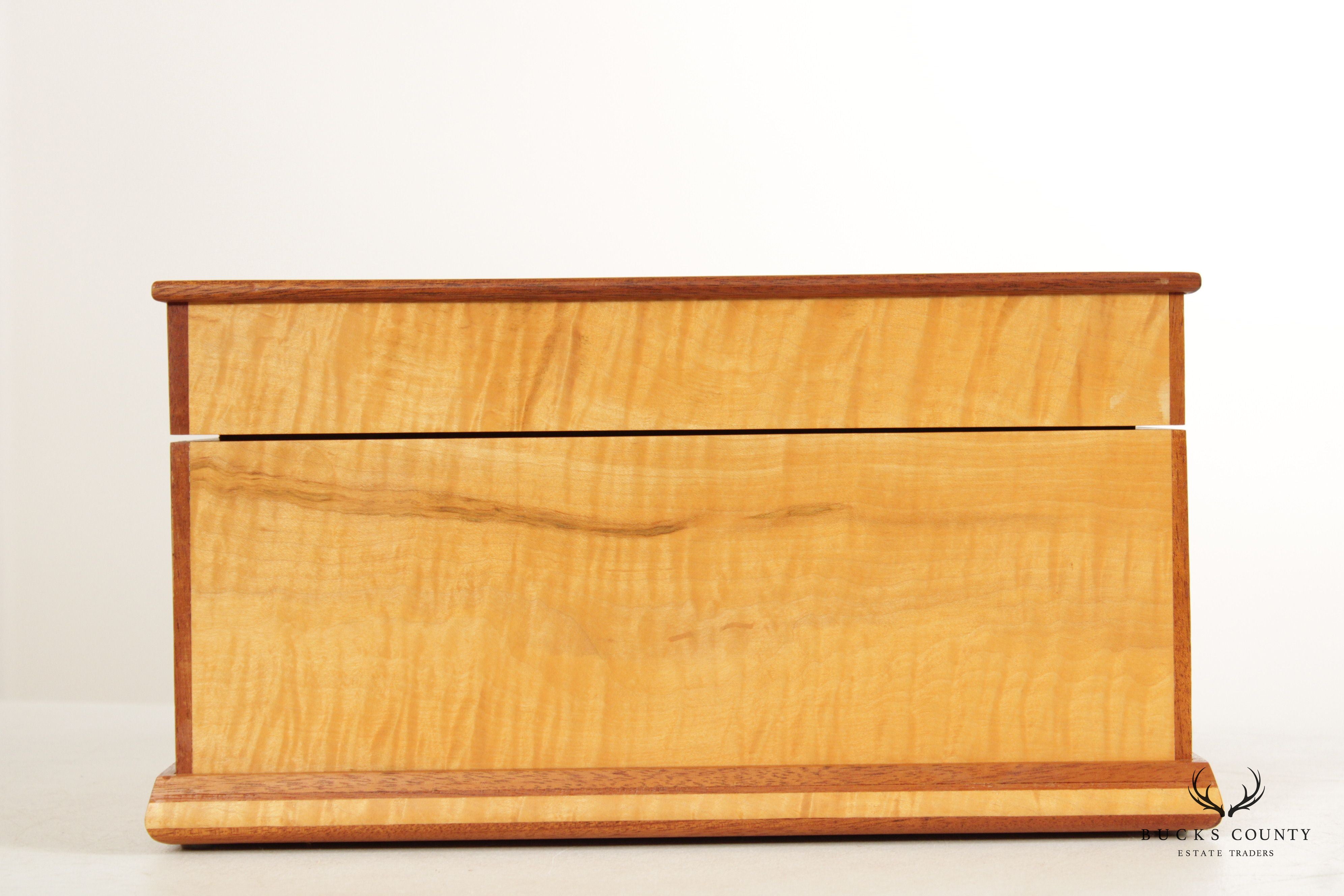 Hand Crafted Inlaid Tiger Maple Cigar Box Humidor