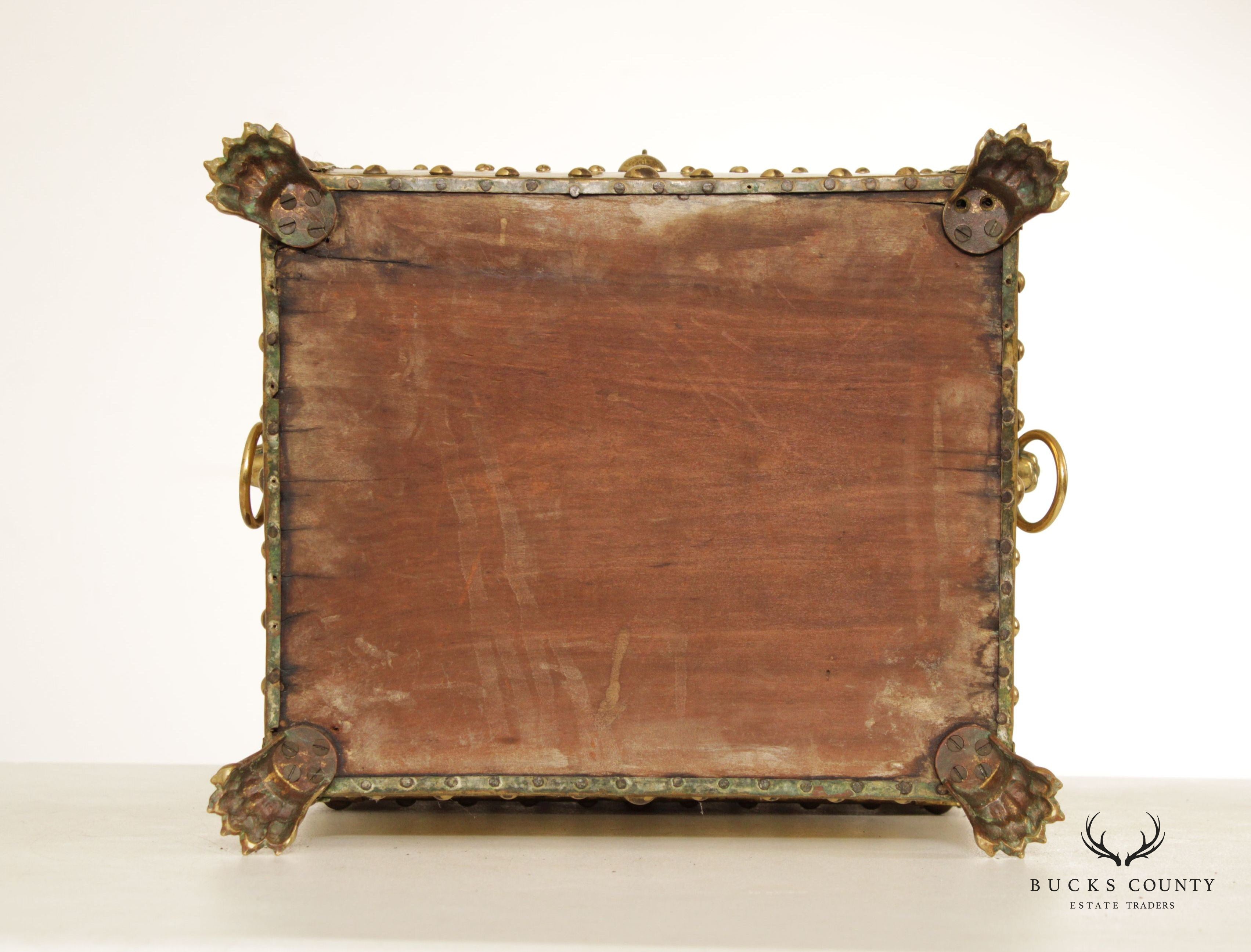 Antique Victorian Brass Fireplace Coal Bin