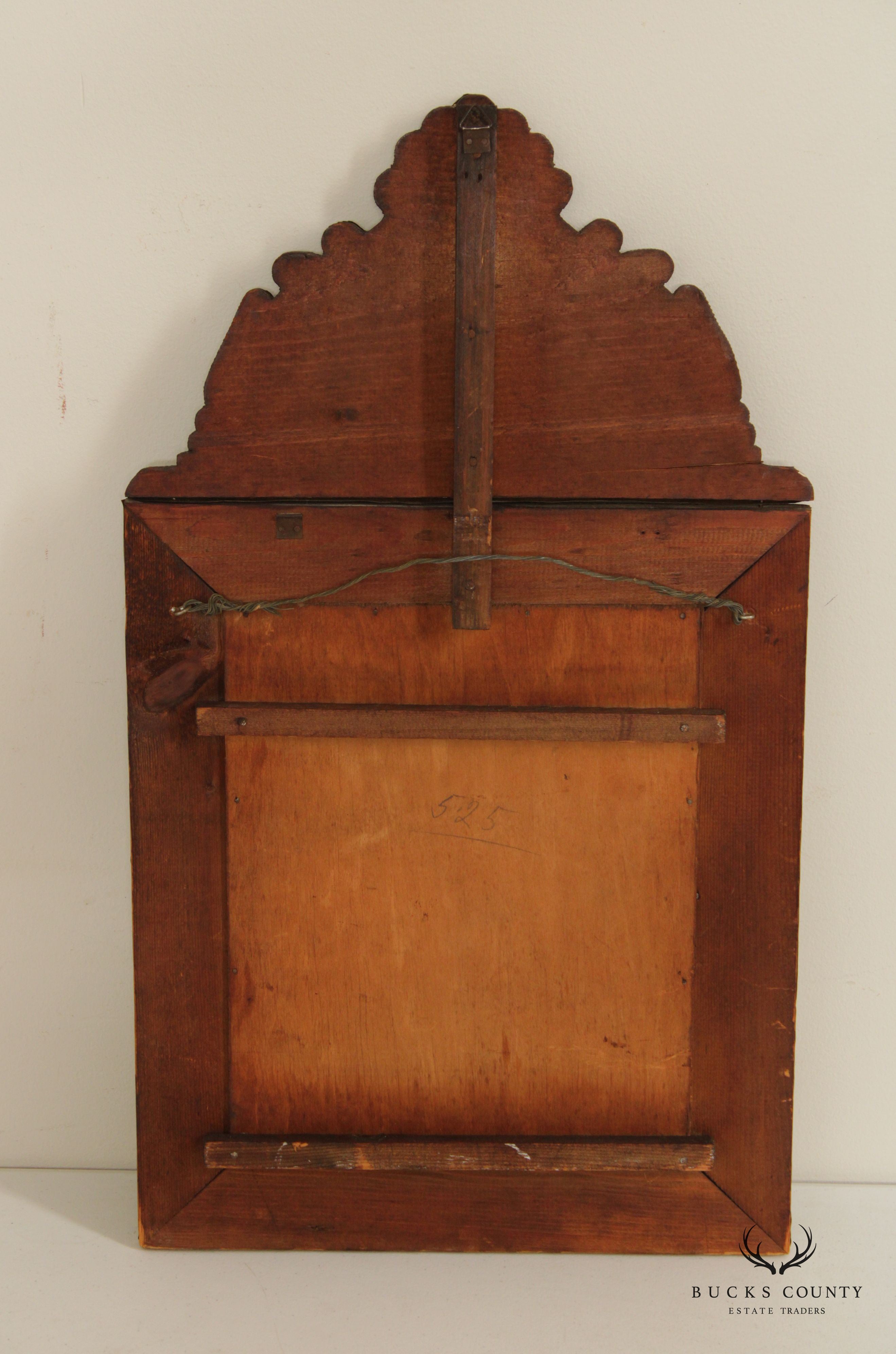 Antique French Repousse Brass Wall Mirror Cabinet