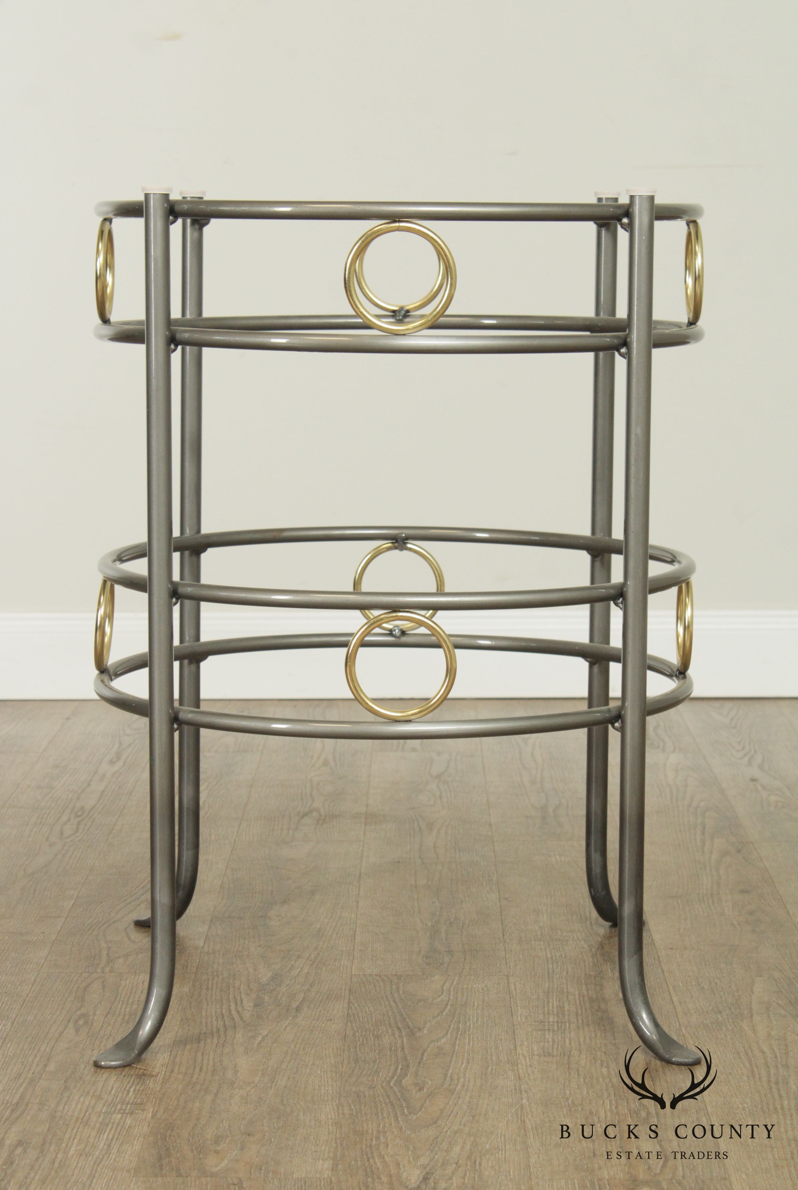 Charleston Forge Pair Circular Iron & Brass Table Bases