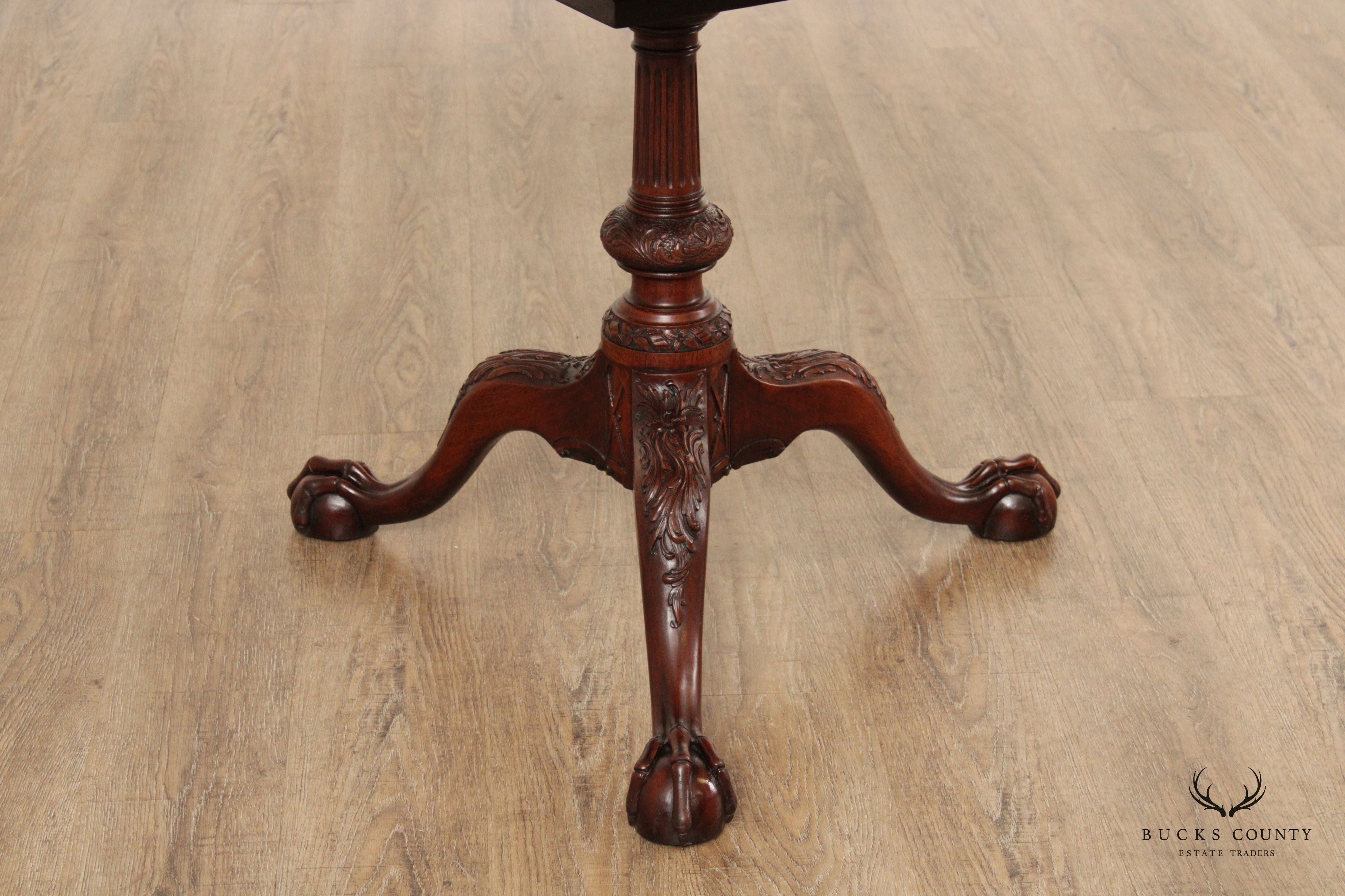 Chippendale Style Custom Mahogany Pie Crust Tilt-Top Table