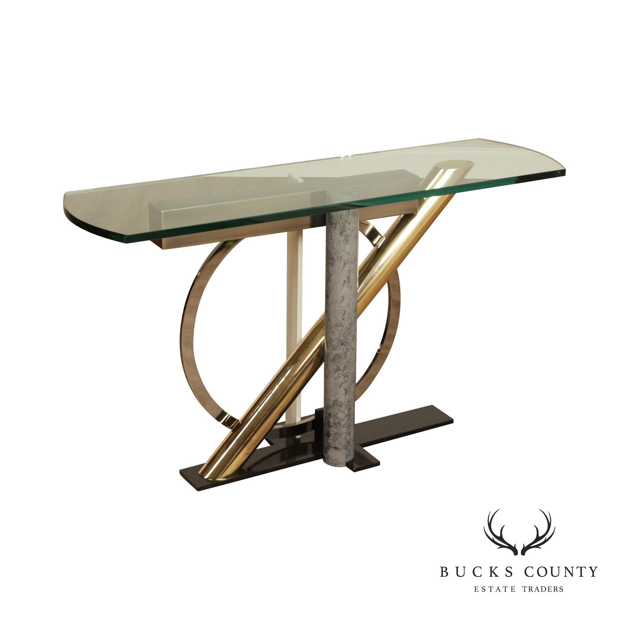 Kaizo Oto For Design Institute of America Post Modern Mixed Metal Console Table