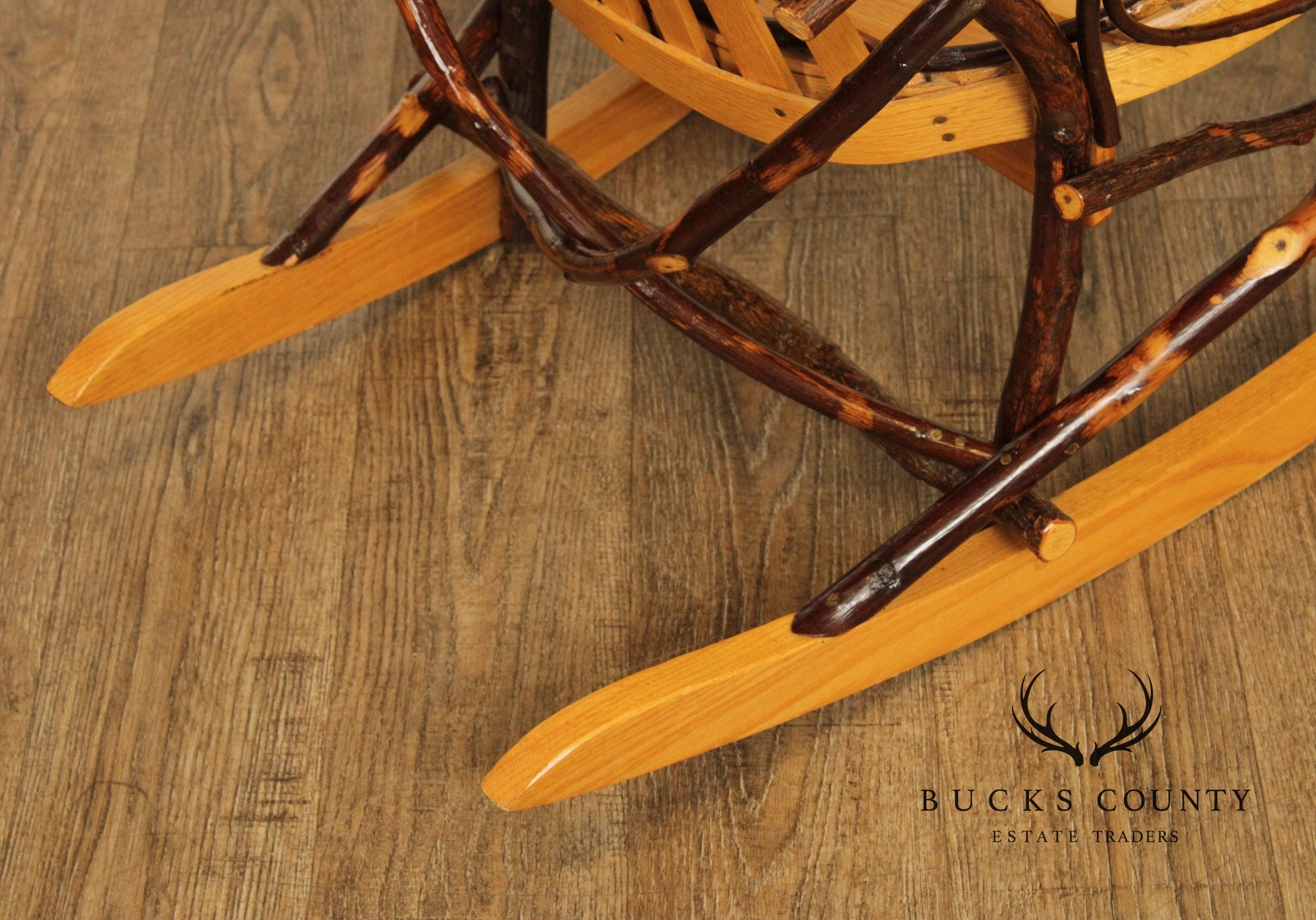 Amish Adirondack Style Oak and Bent Hickory Rocker