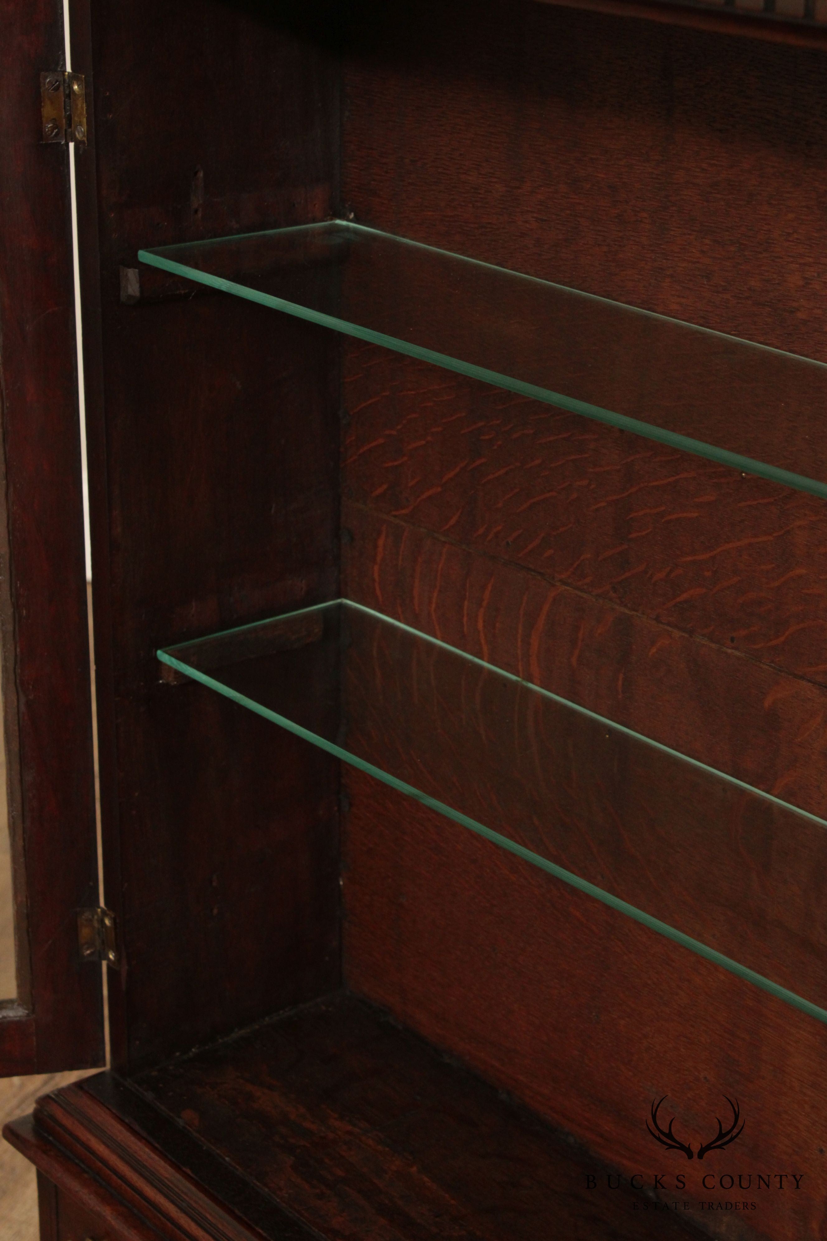 Antique English Mahogany 2 Piece Apothecary Cabinet