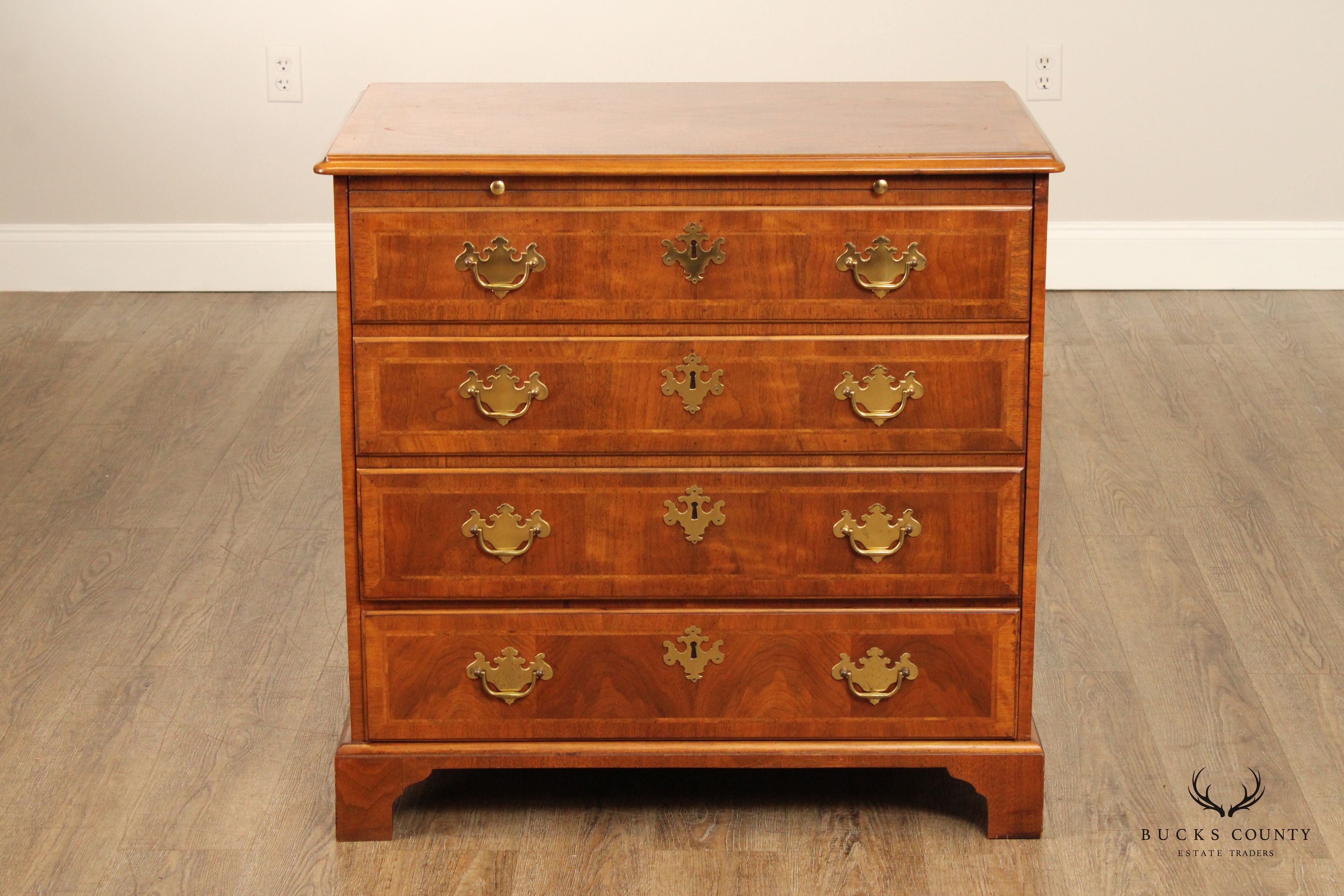 Baker Chippendale Style Walnut TV Chest