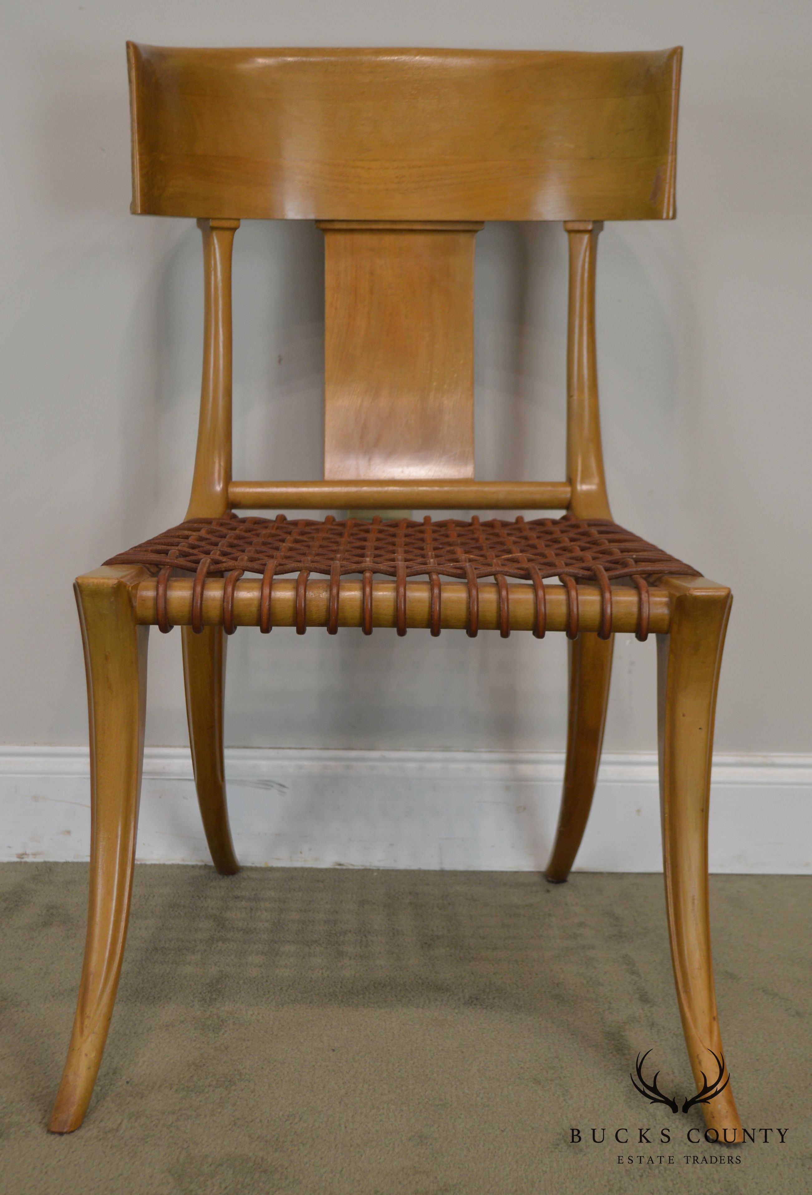 T. H. Robsjohn Gibbings Saridis of Athens Walnut & Leather Klismos Chair