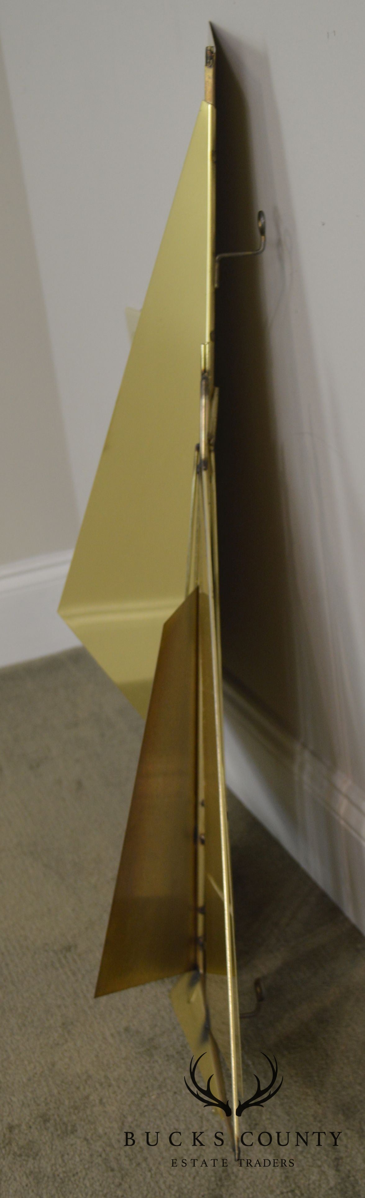 Curtis Jere Large Brass Wall Sculpture of Sailboat