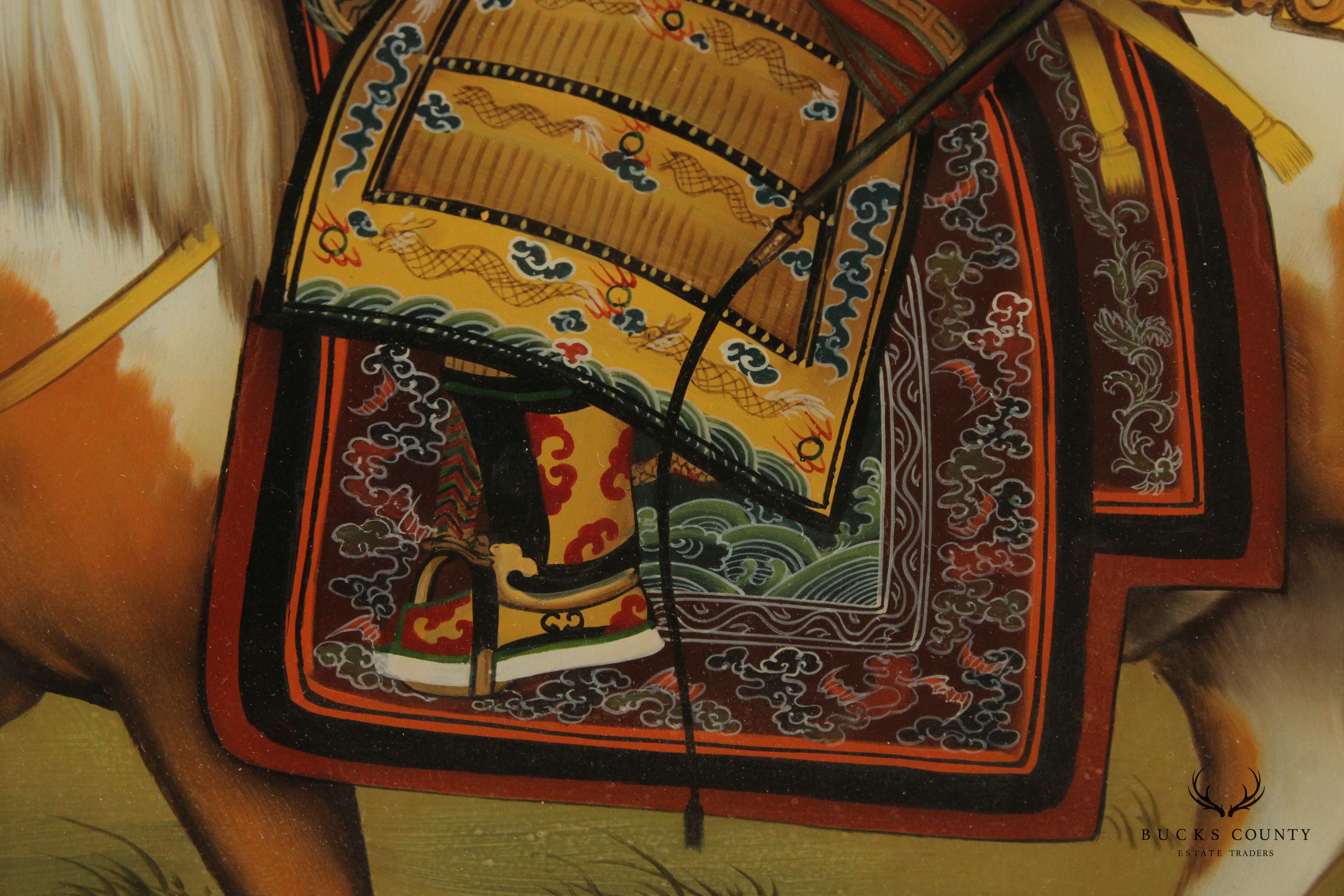 Chinese 'The Qianlong Emperor in Ceremonial Armor on Horseback' Reverse Portrait Portrait, After Giuseppe Castiglione
