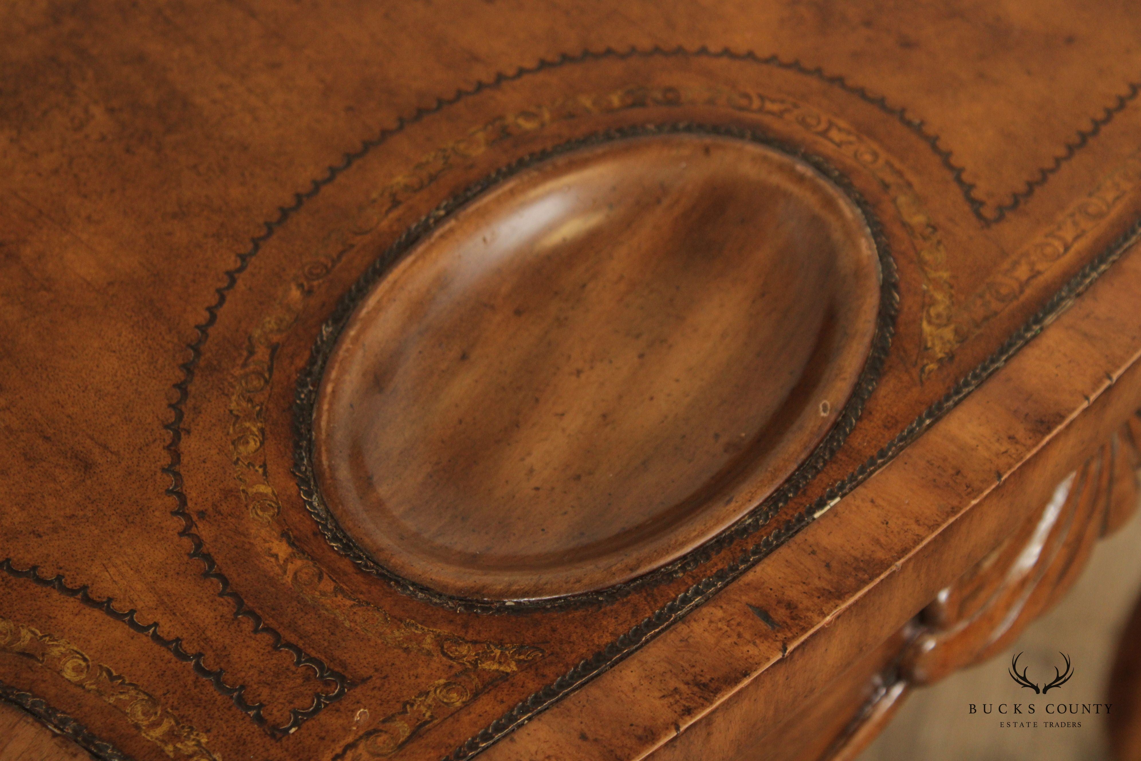Maitland Smith Chippendale Style Leather Top Card Table