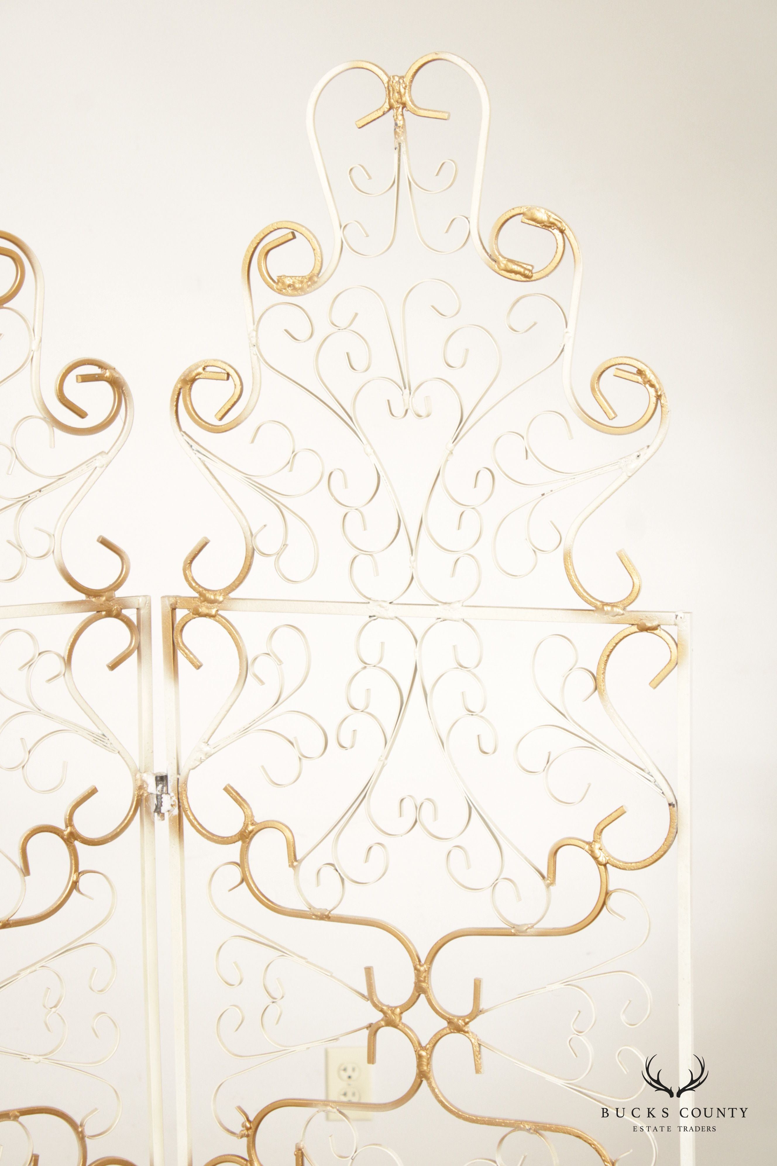 Mid Century Wrought Iron Three-Panel Folding Screen