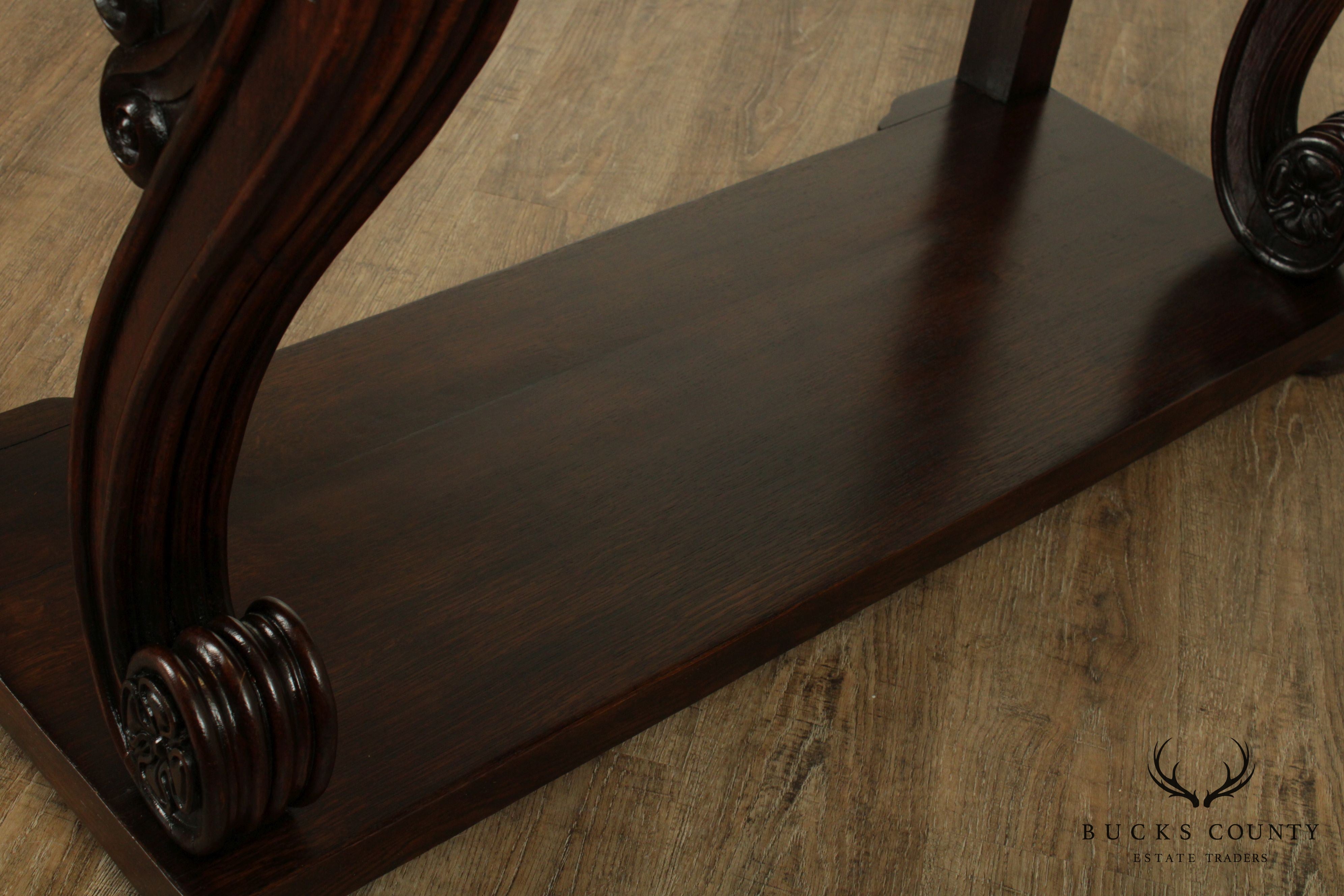 Antique French Empire Mahogany Marble Top Console Table
