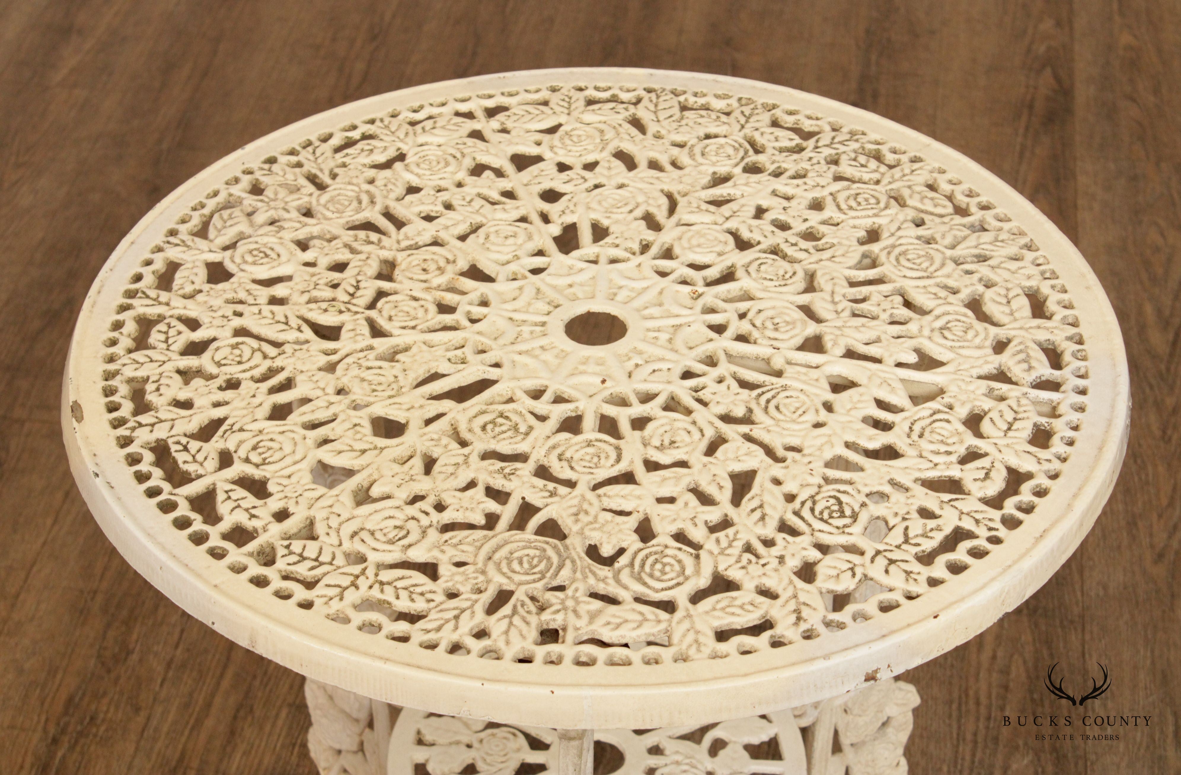 Victorian Style Vintage Cast Iron Three Piece Garden Table and Chairs Set