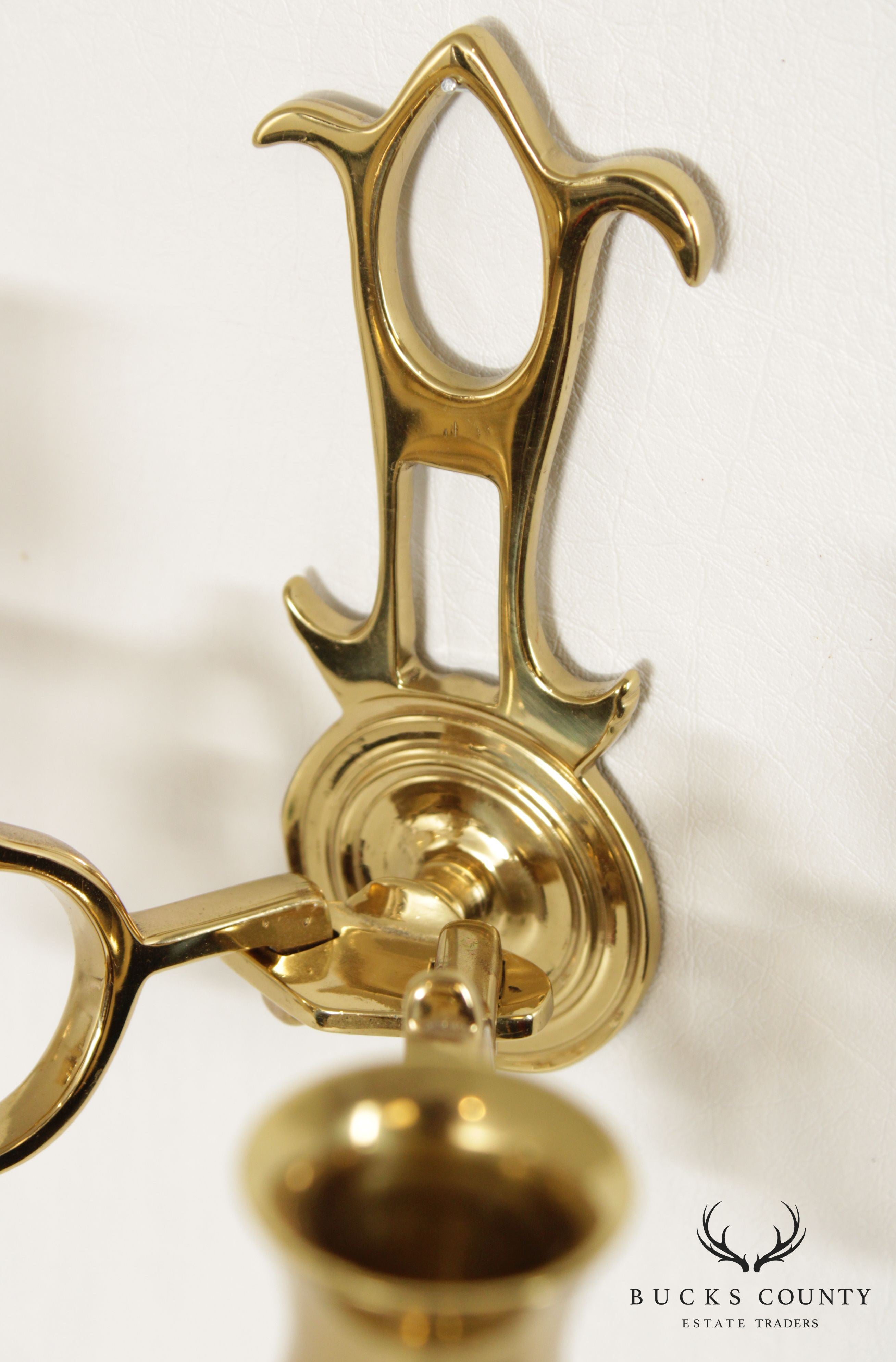 Colonial Williamsburg Virginia Metal Crafters Pair of Brass Candle Wall Sconces
