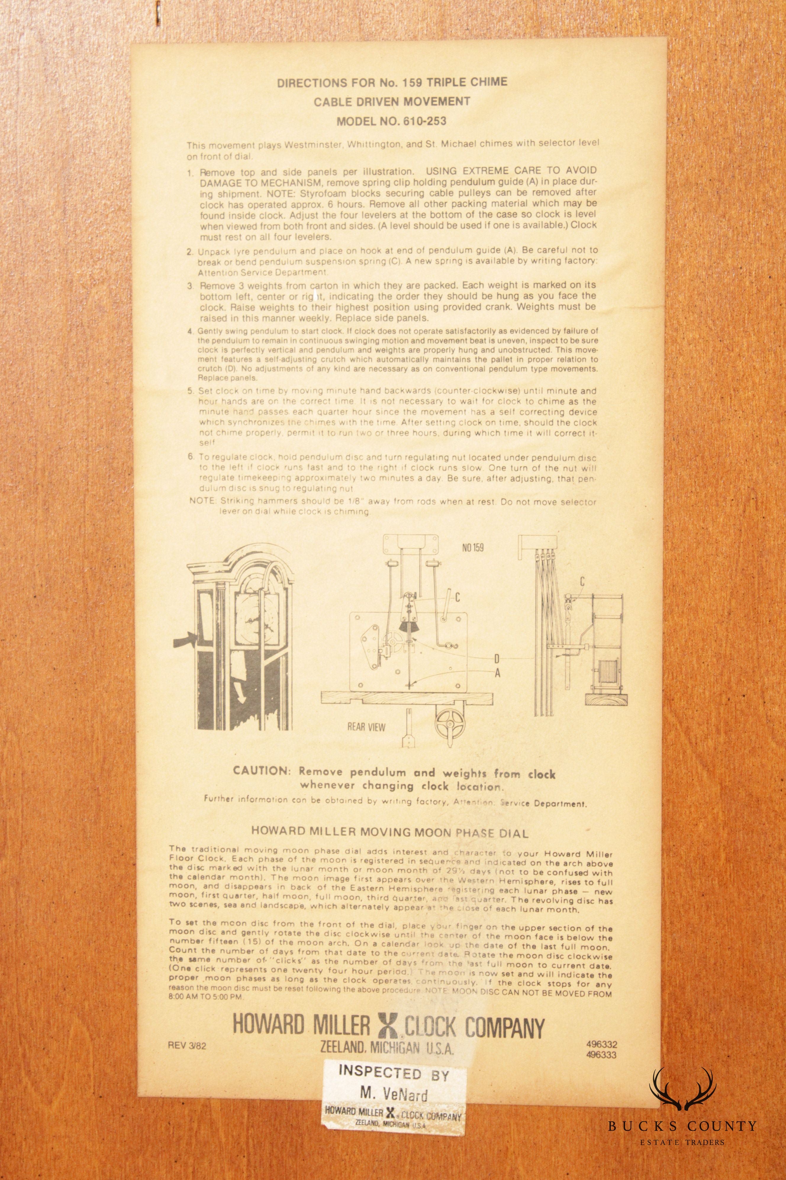 Howard Miller Federal Style Mahogany Inlaid Grandfather Clock