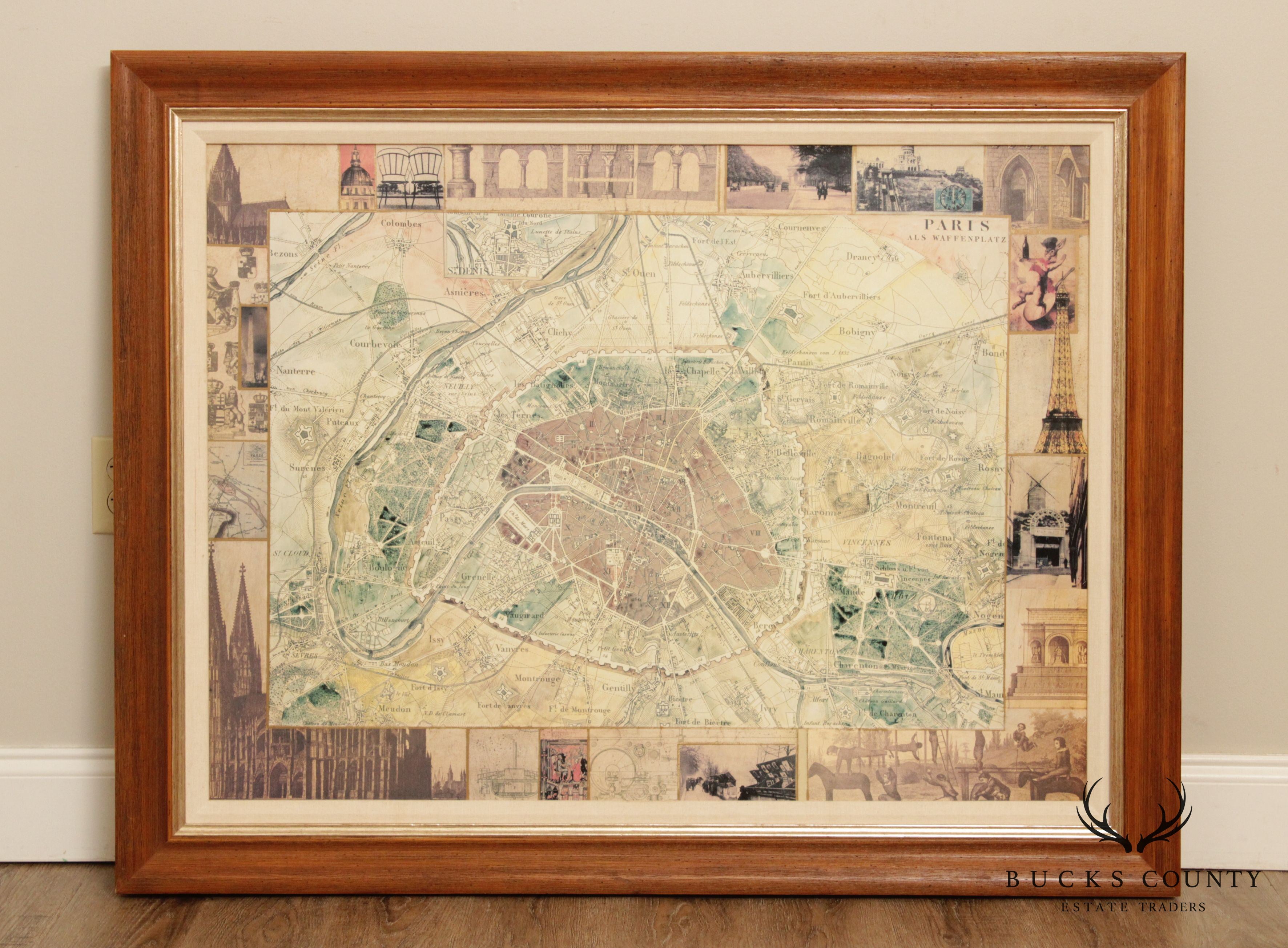 Large, Vintage Plan of Paris Als Waffen Platz
