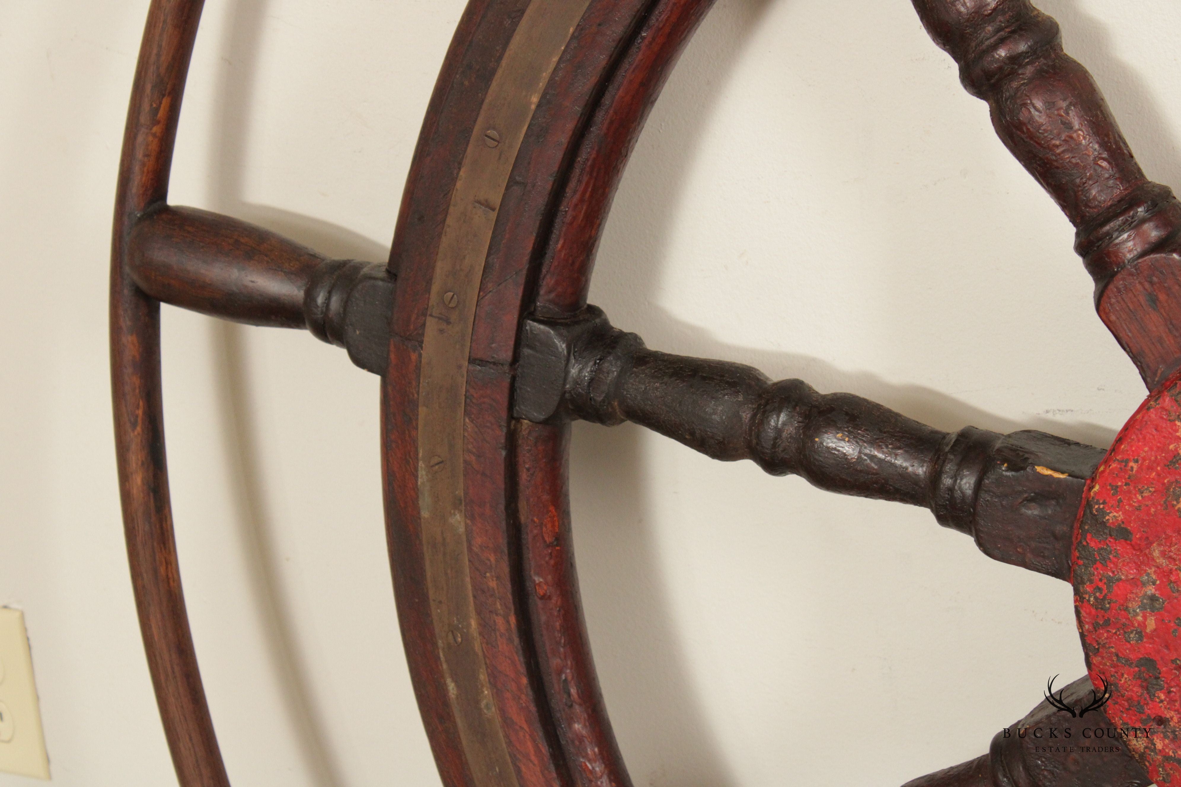 Antique Nautical 52 Inch Wooden Ships Wheel