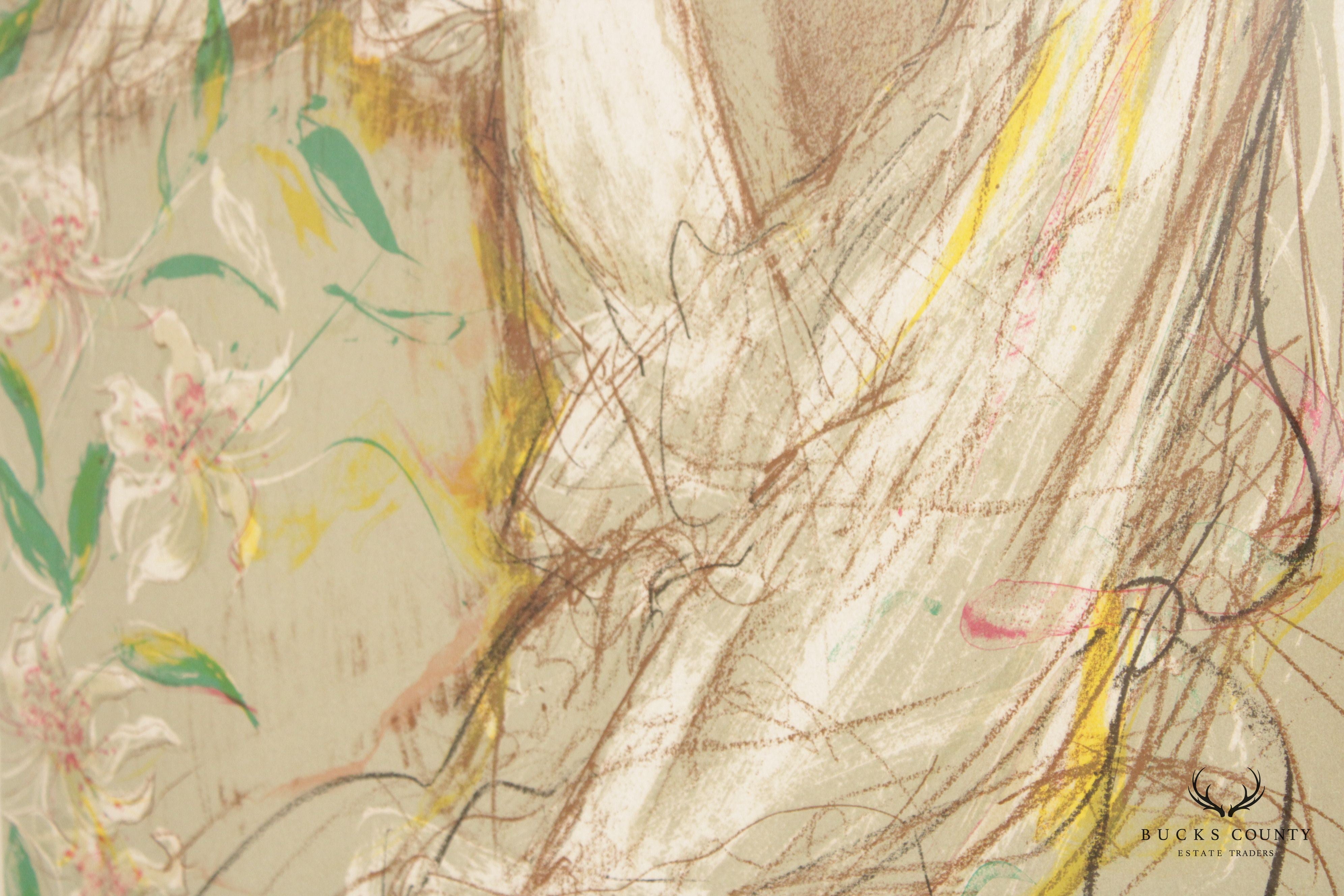 Jacques Pecnard 'Claudine' Lithograph, Custom Framed