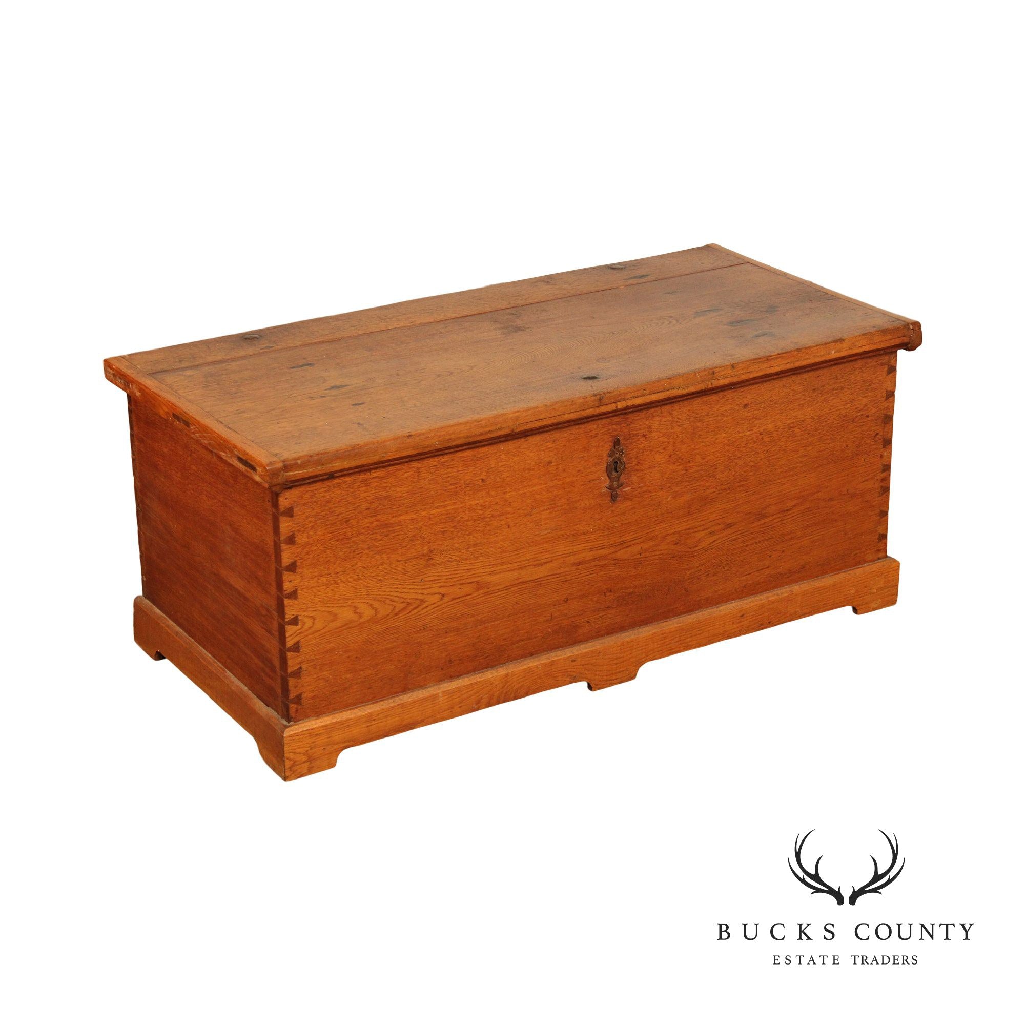 Antique Solid Oak Dovetailed Blanket Chest