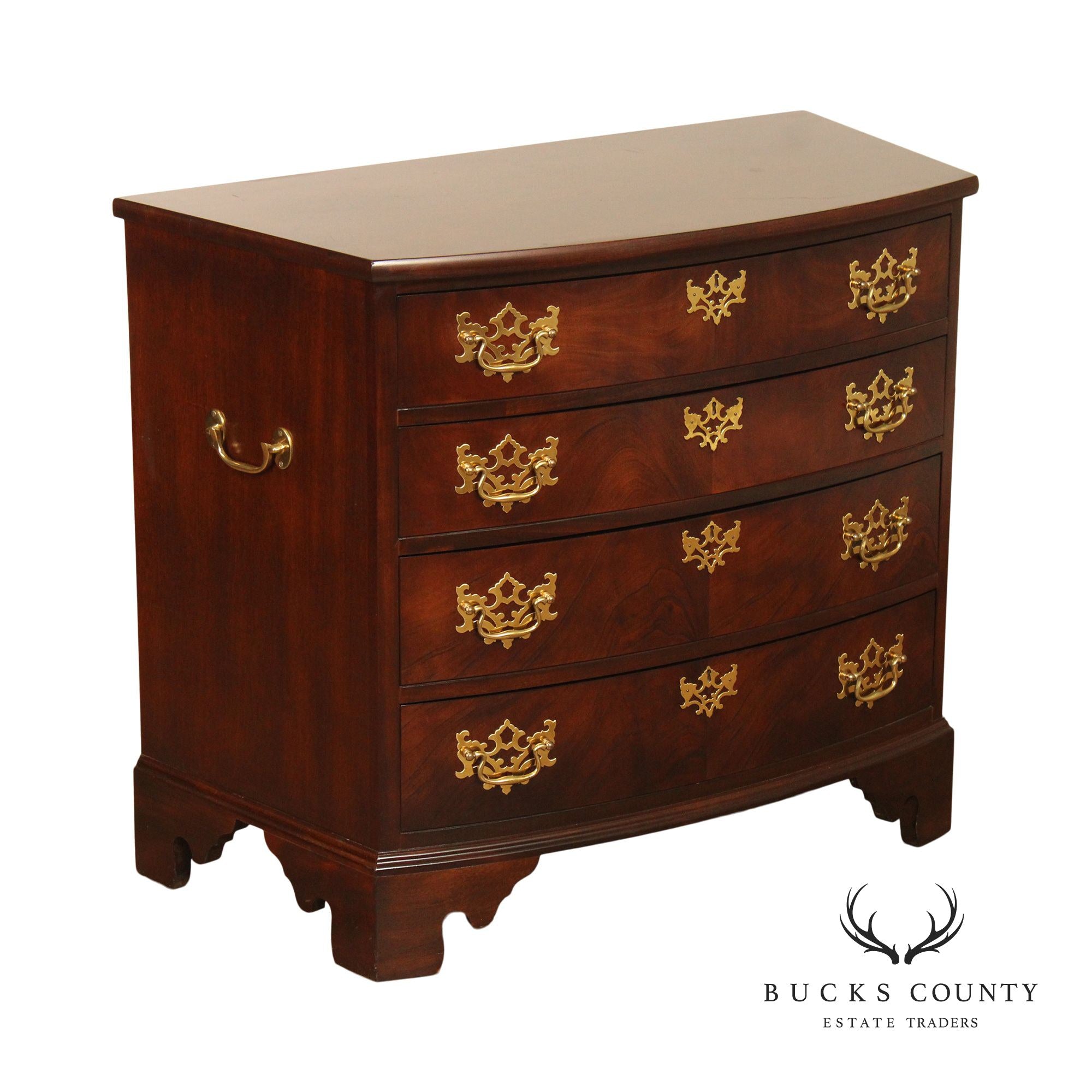 Madison Square Chippendale Style Mahogany Bowfront Bachelor's Chest