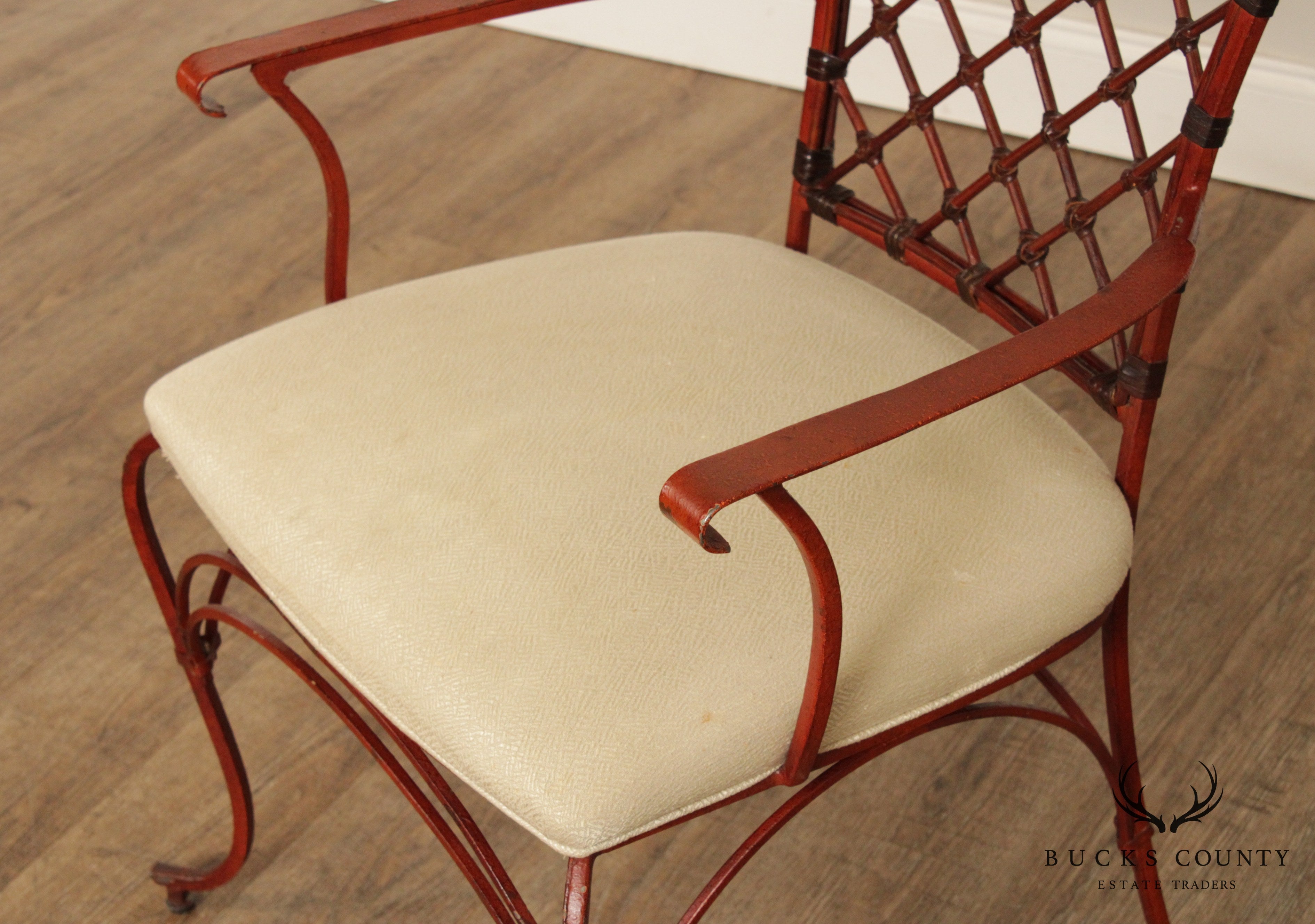 Hollywood Regency Set of 3 Iron Arm Chairs