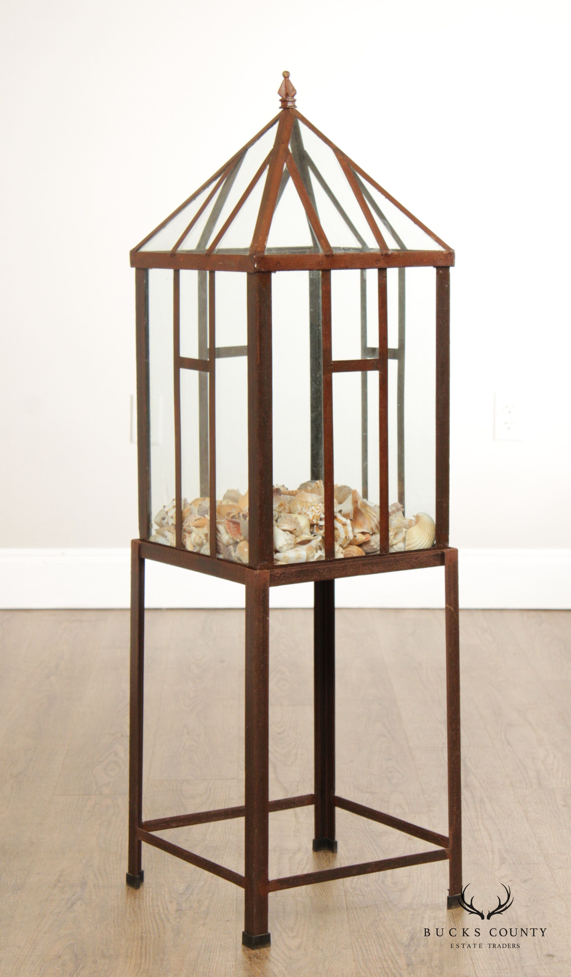 Steel and Glass Frame Greenhouse Terrarium on Stand