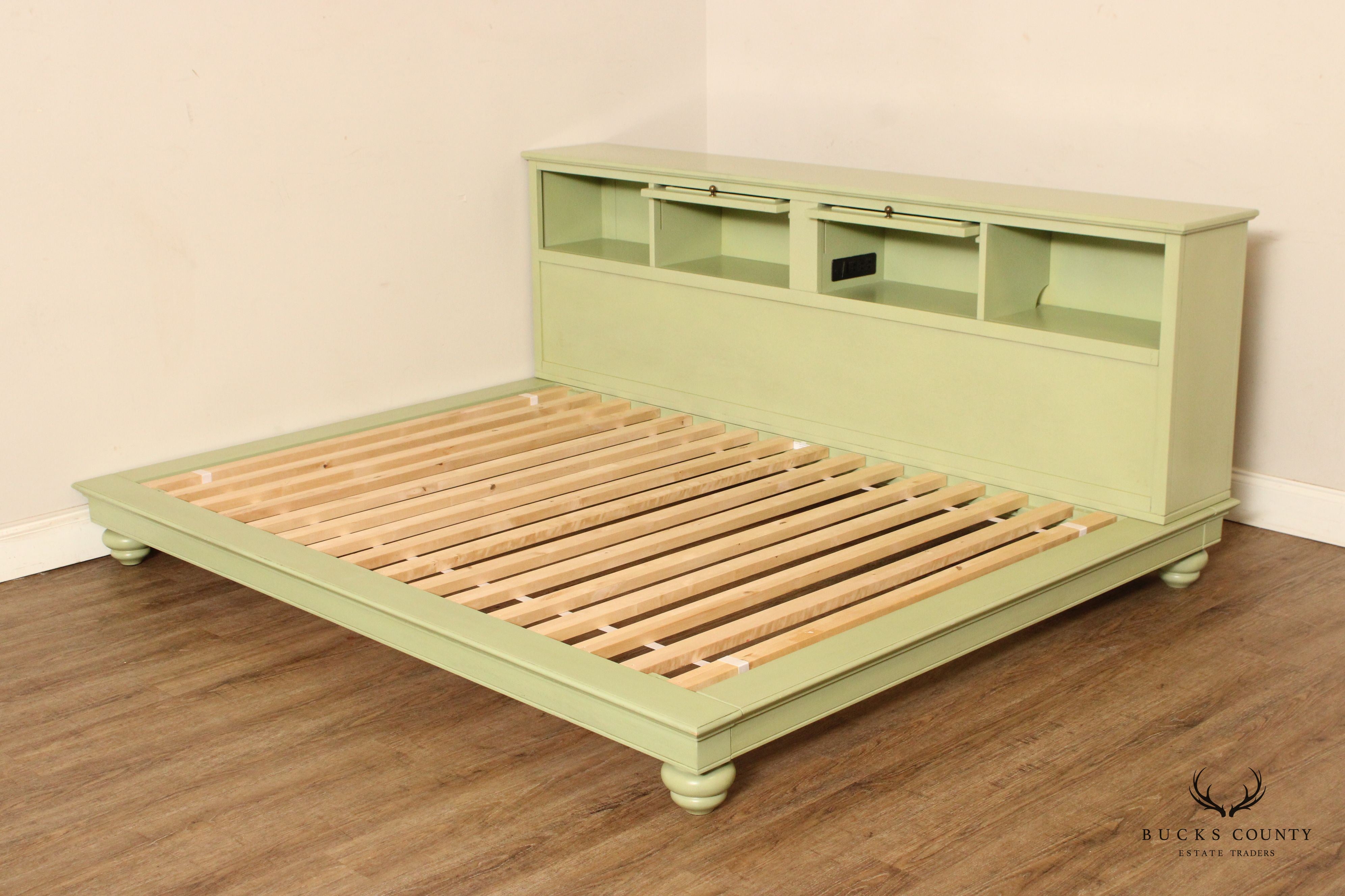Pottery Barn Teen Green Painted King Size Platform Bed