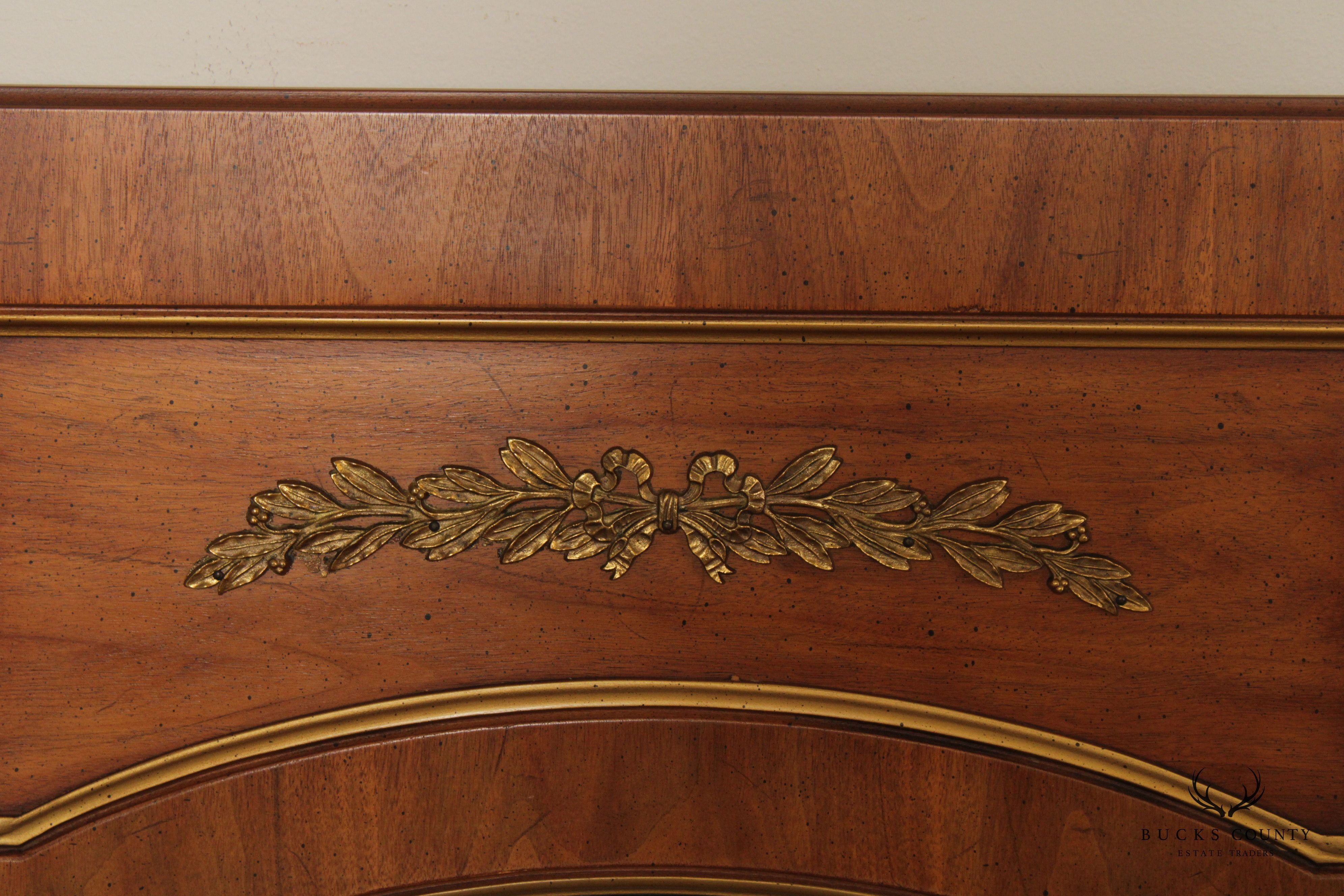 Henredon Vintage Pair Of Walnut Louis XV Style Trumeau Wall Mirrors