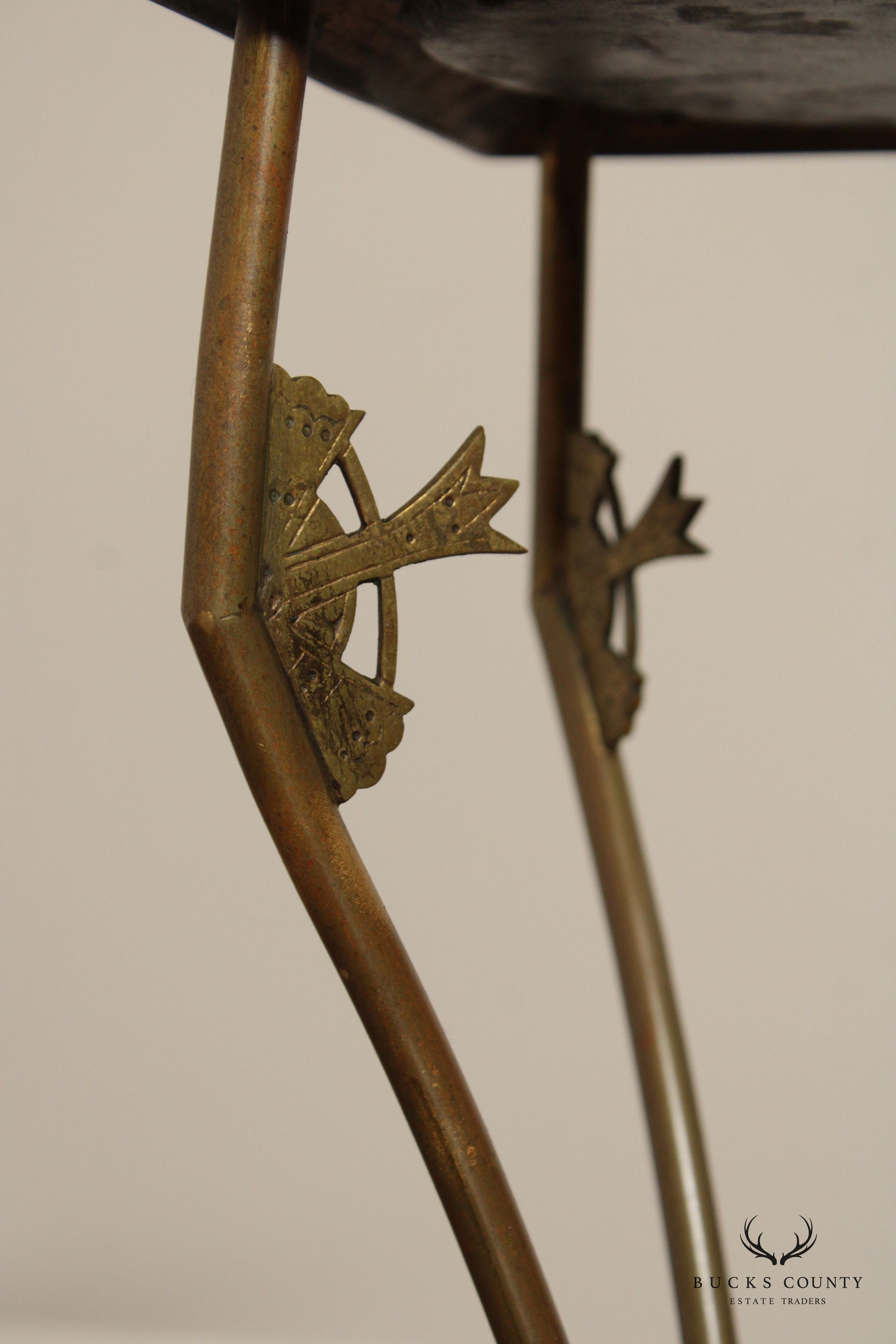 Antique Victorian Brass Pedestal Plant Stand