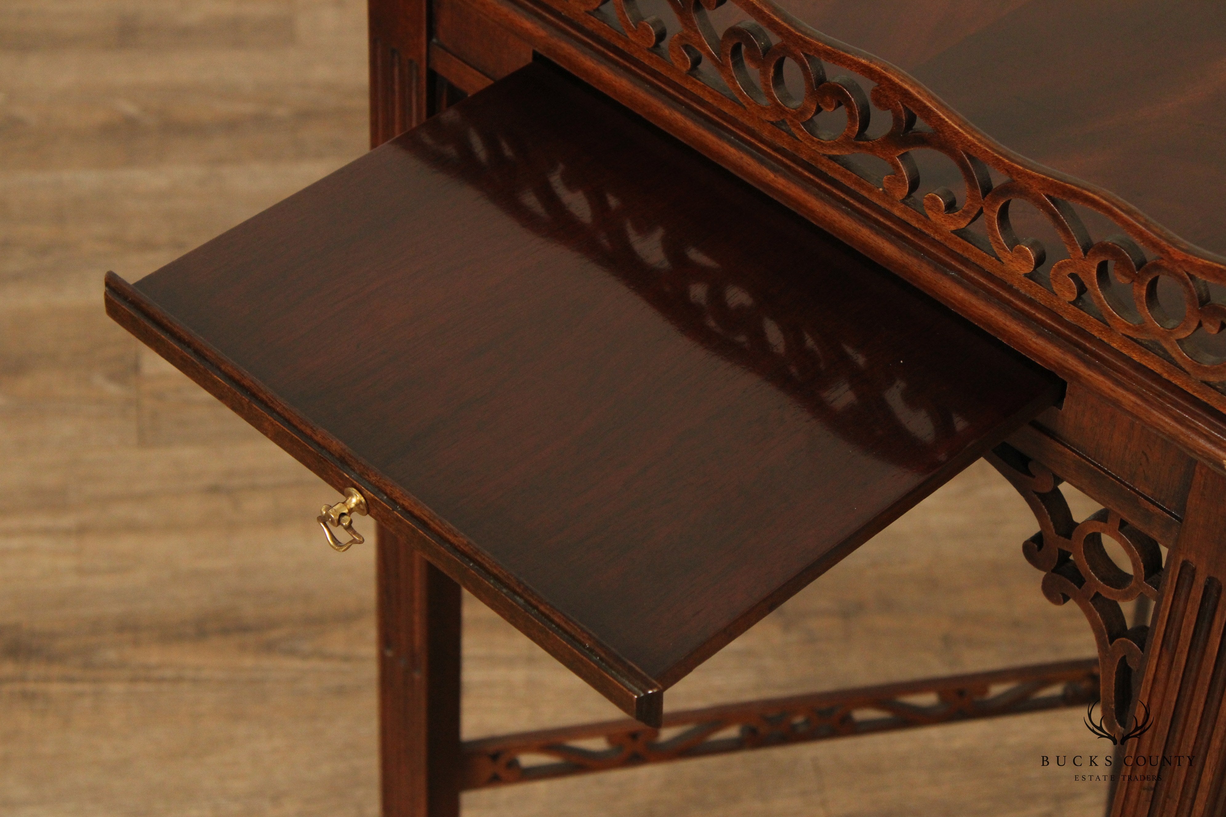 Chinese Chippendale Style Carved Mahogany Tea Table