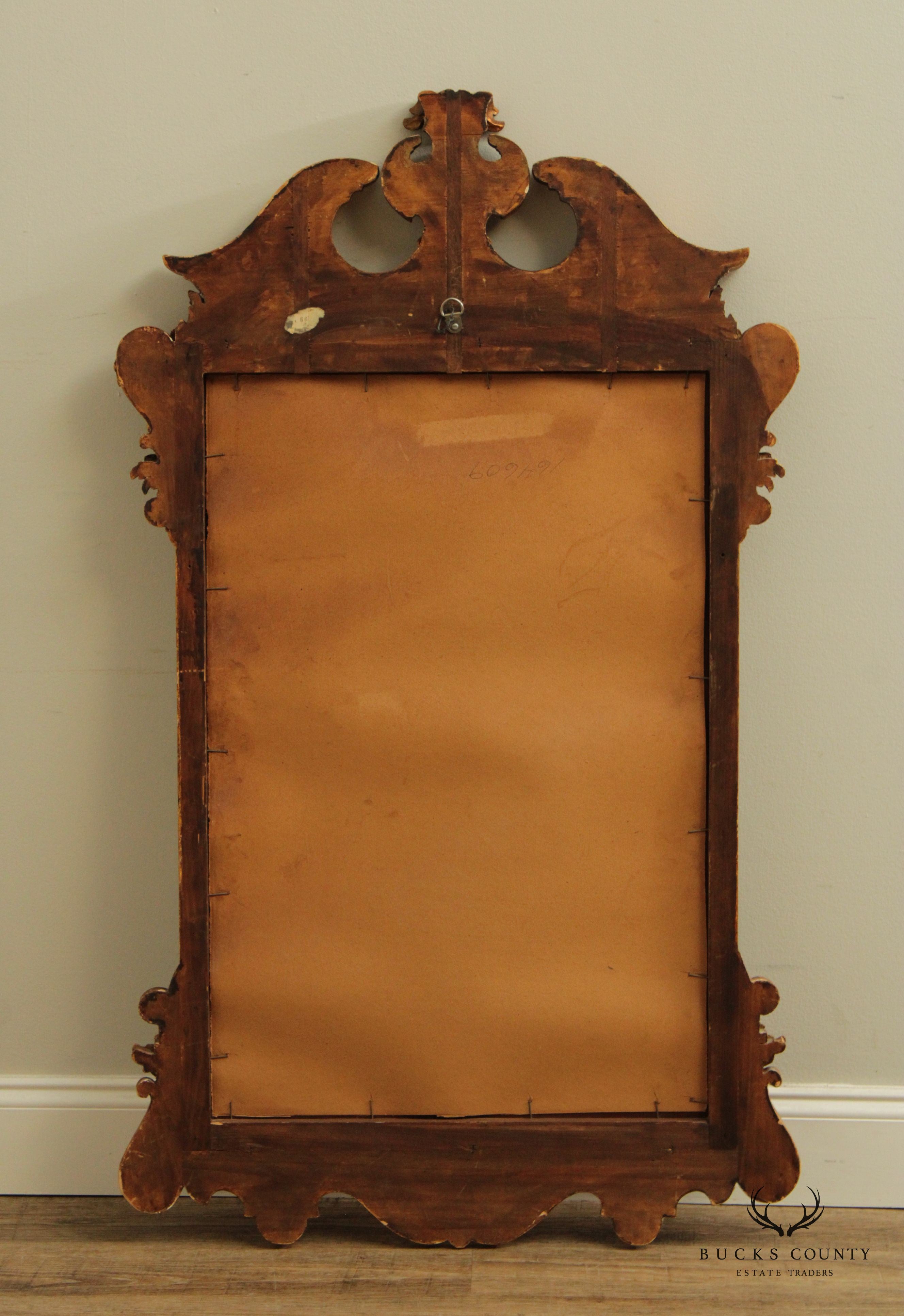 Georgian Style Carved Wood Partial Gilt Mirror