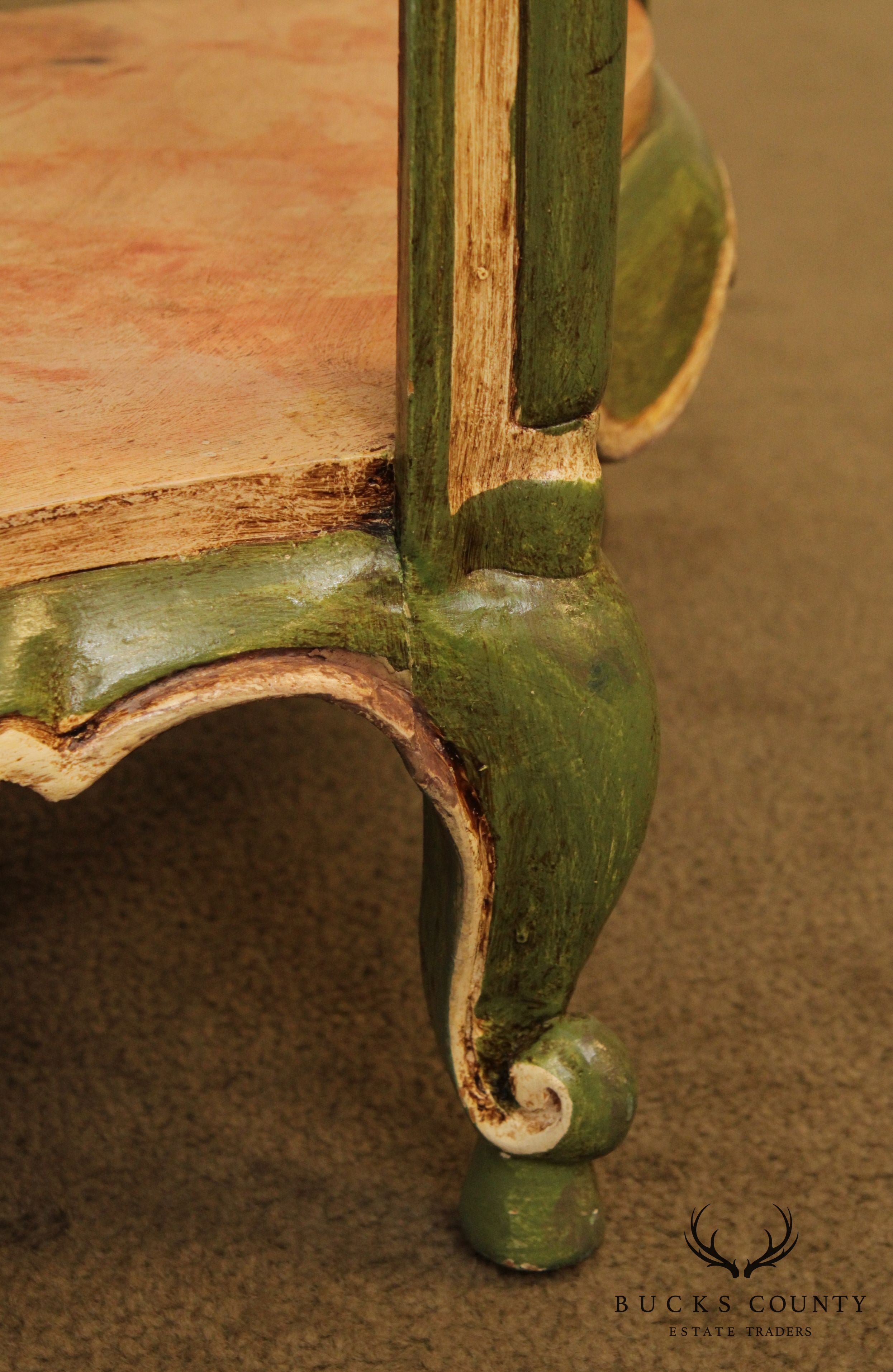 Vintage Italian Painted Demilune Console Etagere, Bookcase