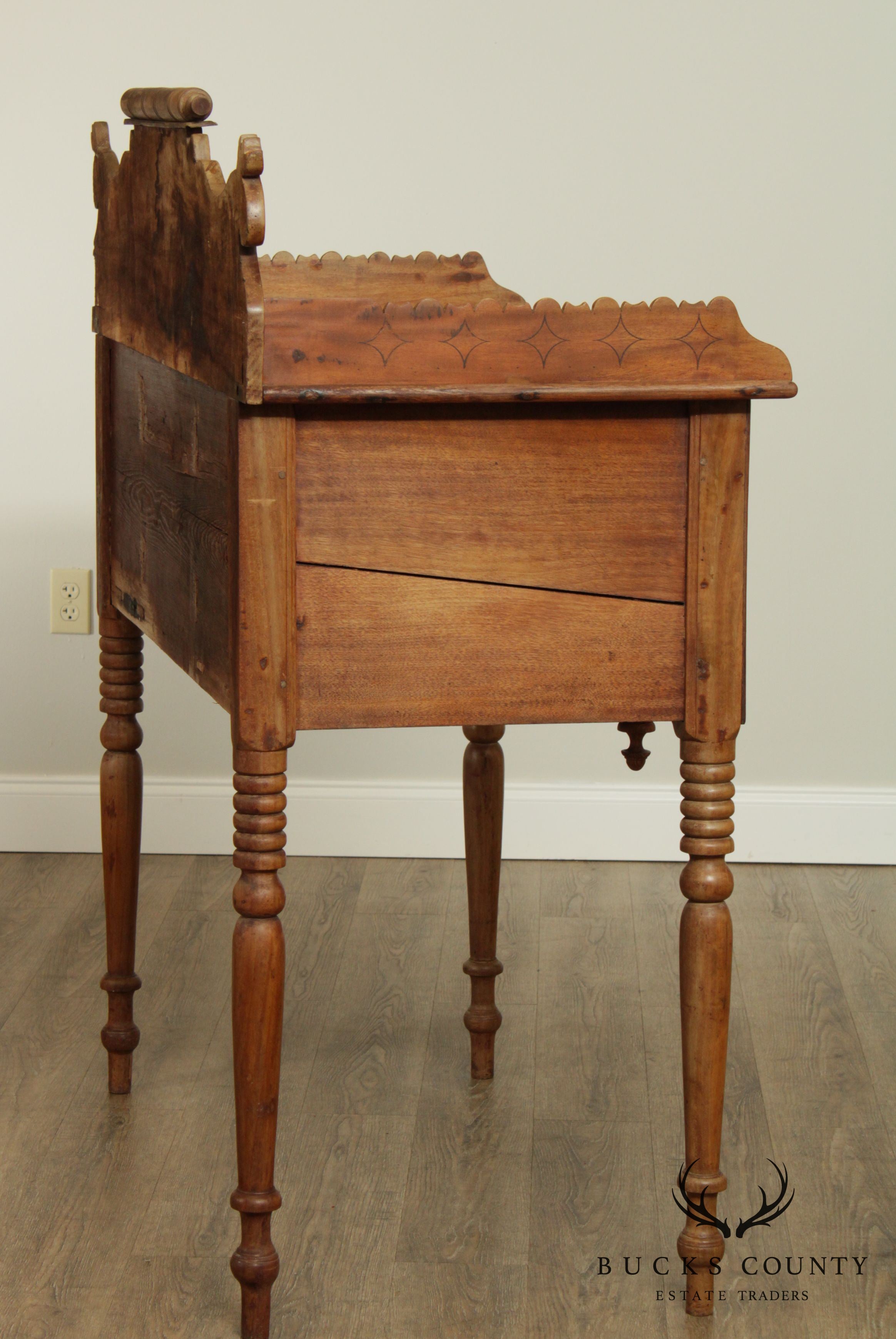 Caribbean or West Indies Antique Mahogany Inlaid Server