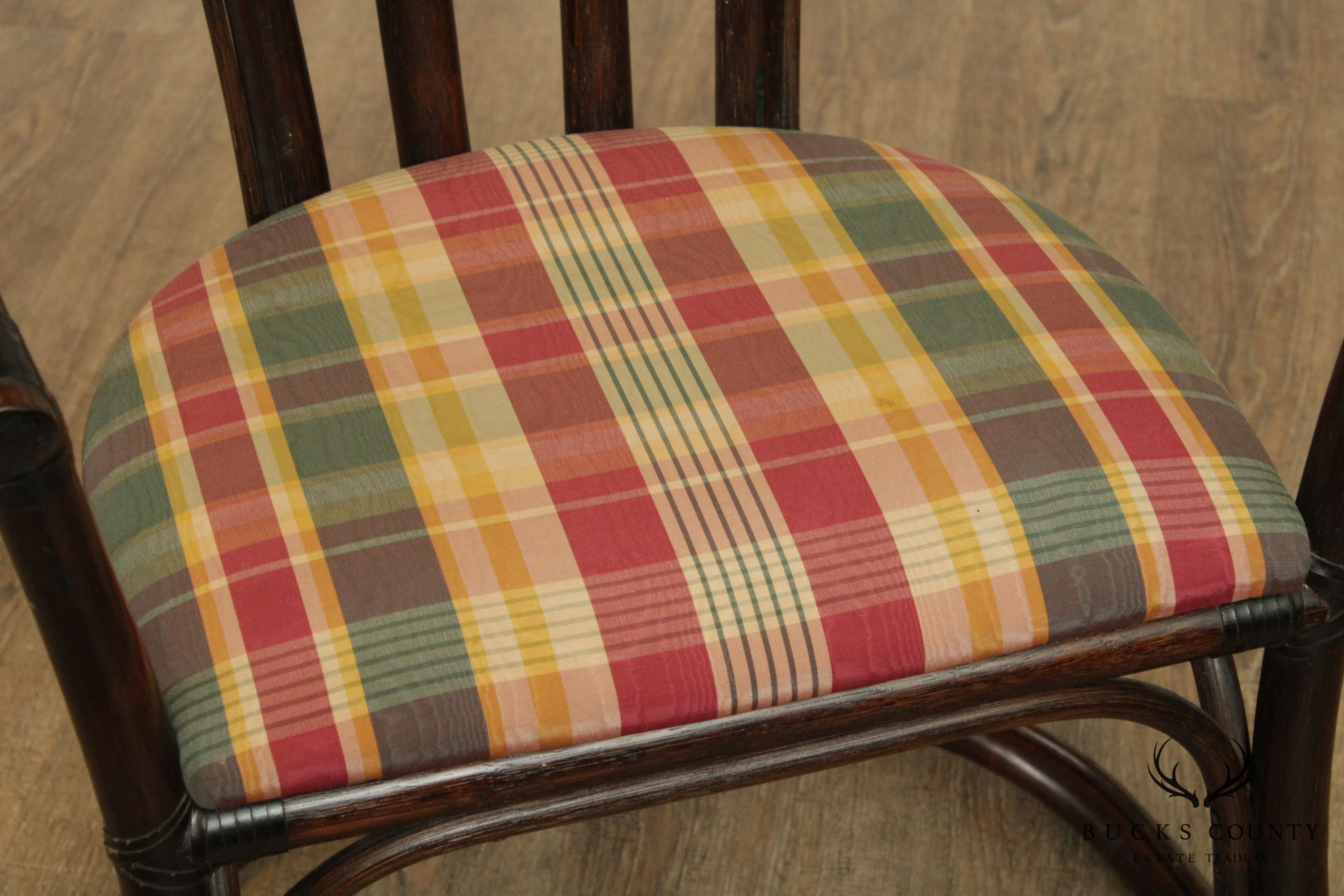 Ficks Reed Vintage Pair Rattan Curved Back Armchairs