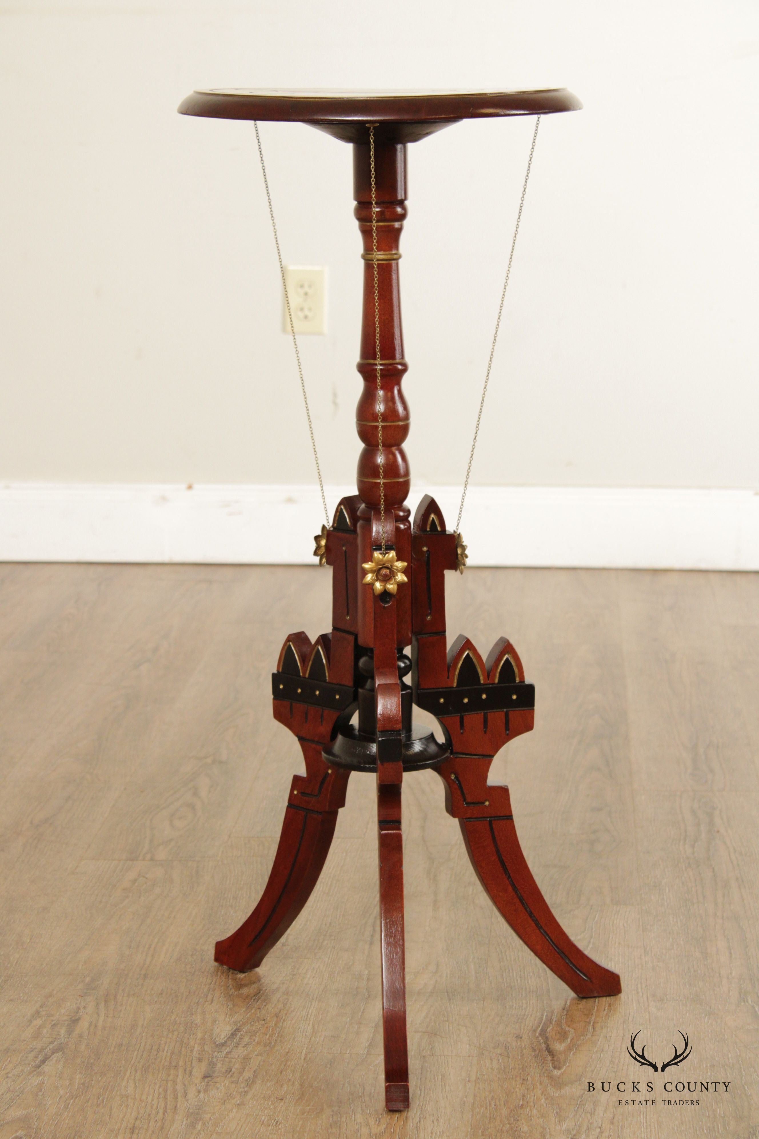 Eastlake Victorian Carved Mahogany Pedestal Plant Stand